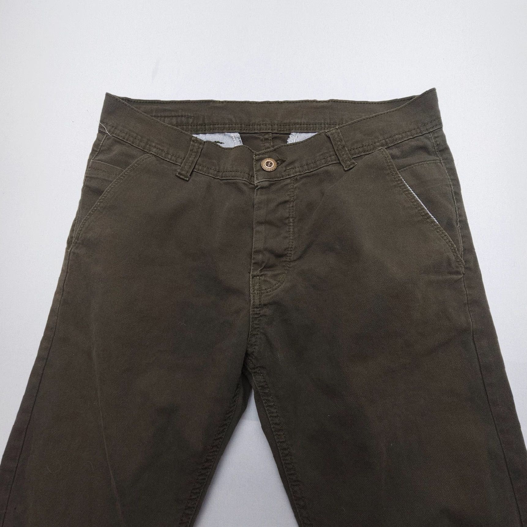 Vintage ALBERTO Slim Chino Pants Mens 31 Green Light Cotton 29" Inseam Button Fly Slim Straight Mens Clothing Casual Business 90s? Size US 31 - 5 Thumbnail