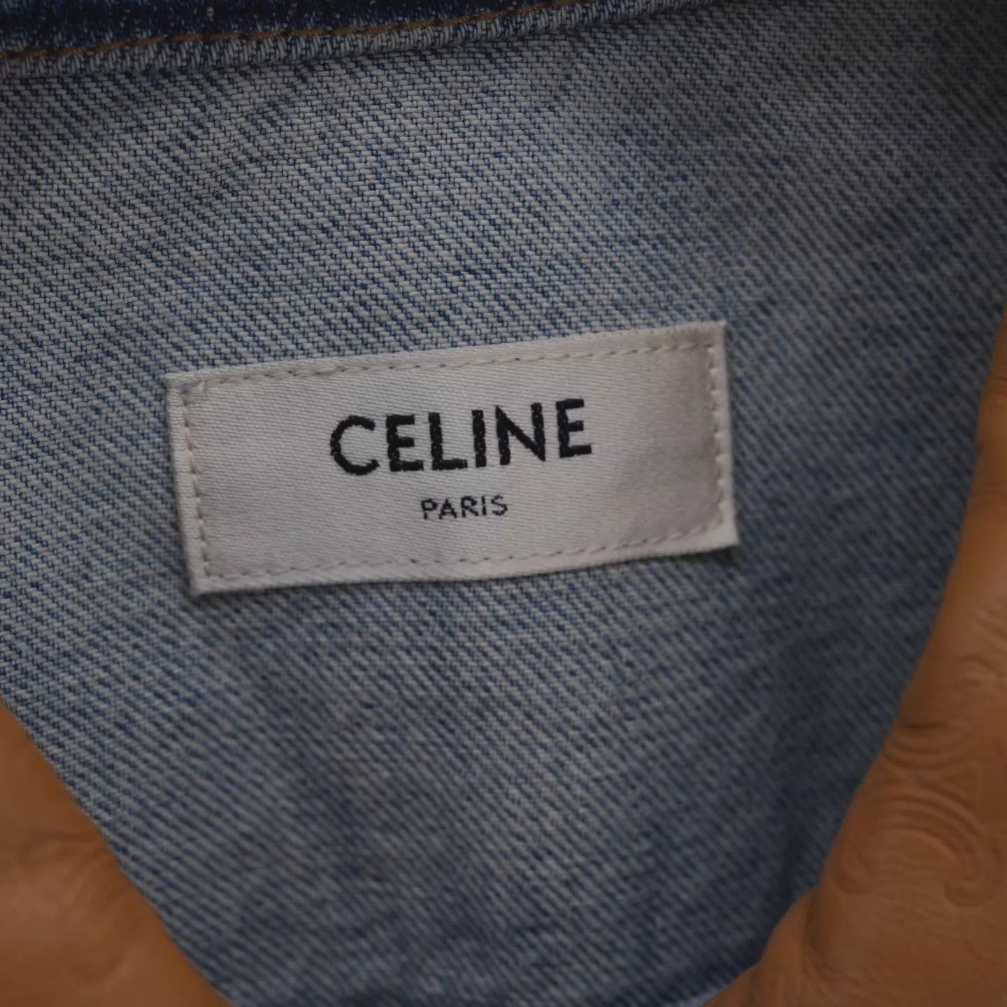 Celine Blue Denim Jacket with Leather Collar (Size S) Size US S / EU 44-46 / 1 - 6 Thumbnail