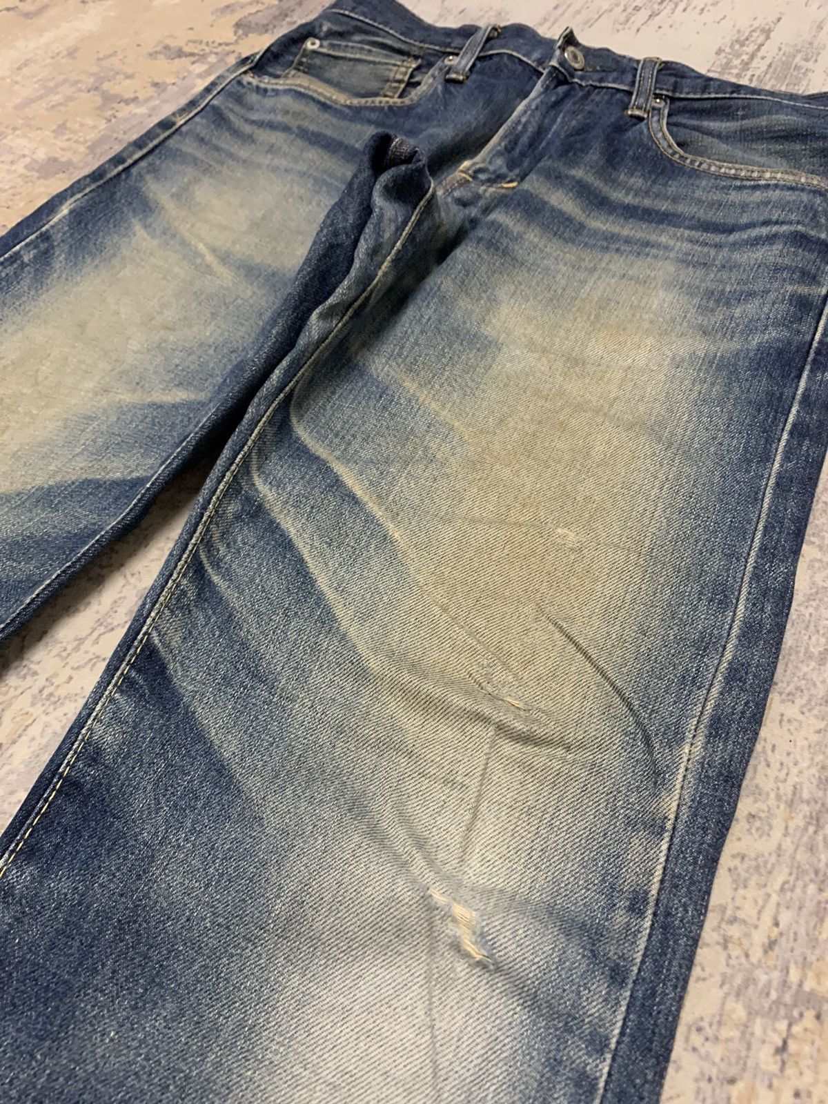 Japanese Brand Vintage Edwin Lot 503 Distressed Mud Wash Denim Jeans 32x28 Size US 32 / EU 48 - 7 Thumbnail