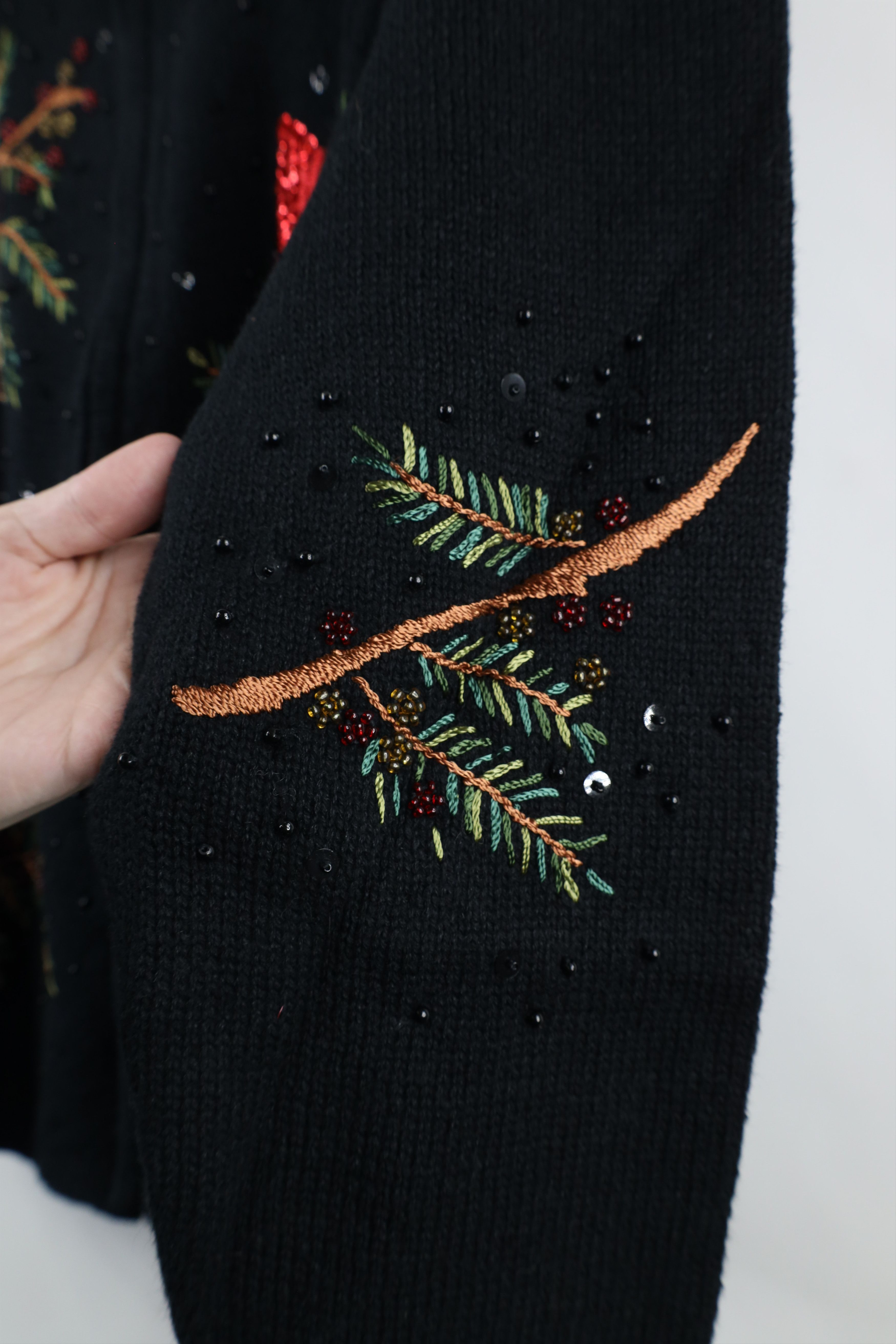 Vintage Deadstock Vintage 90s Birds Sequin Full Zip Cardigan Sweater Size XXL / US 16-18 / IT 52-54 - 7 Thumbnail