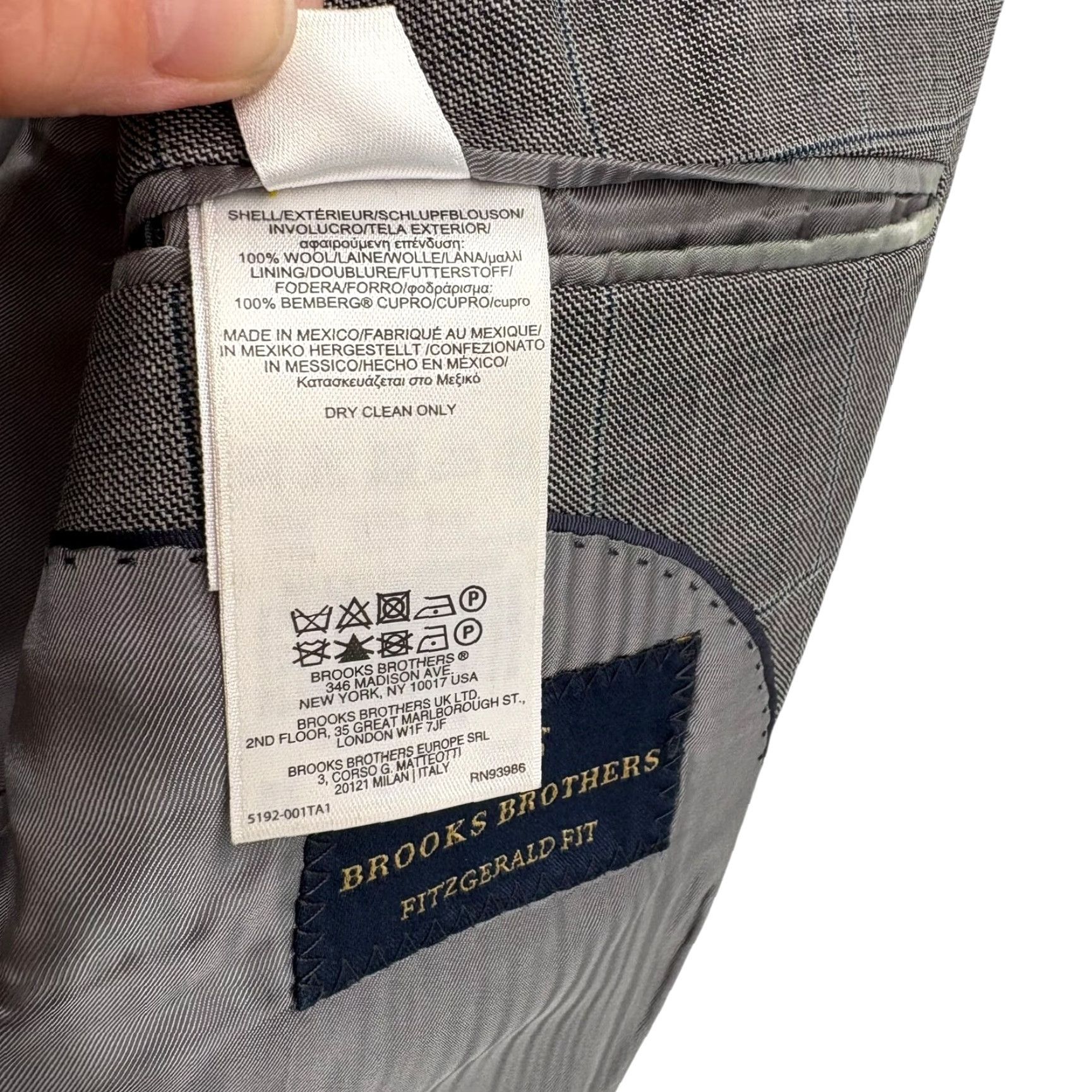 Brooks Brothers Brooks Brothers Fitzgerald Men’s Blazer Jacket Gray 46R Wool 2-Button Single-Vented Notch Lapel Regular Size 46R - 4 Thumbnail
