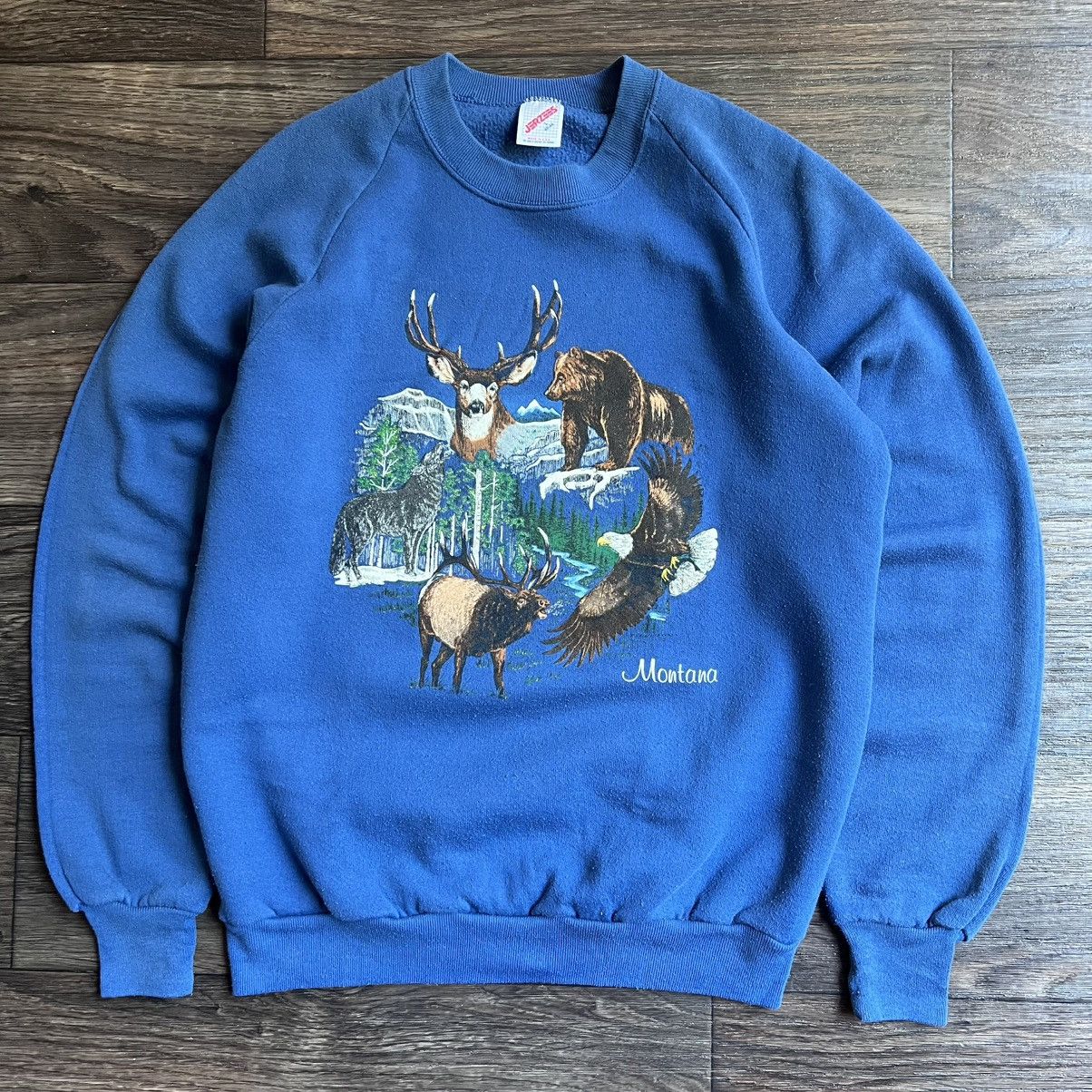 Jerzees Vintage 1980s Montana wilderness crewneck Large Size US L / EU 52-54 / 3 - 1 Thumbnail