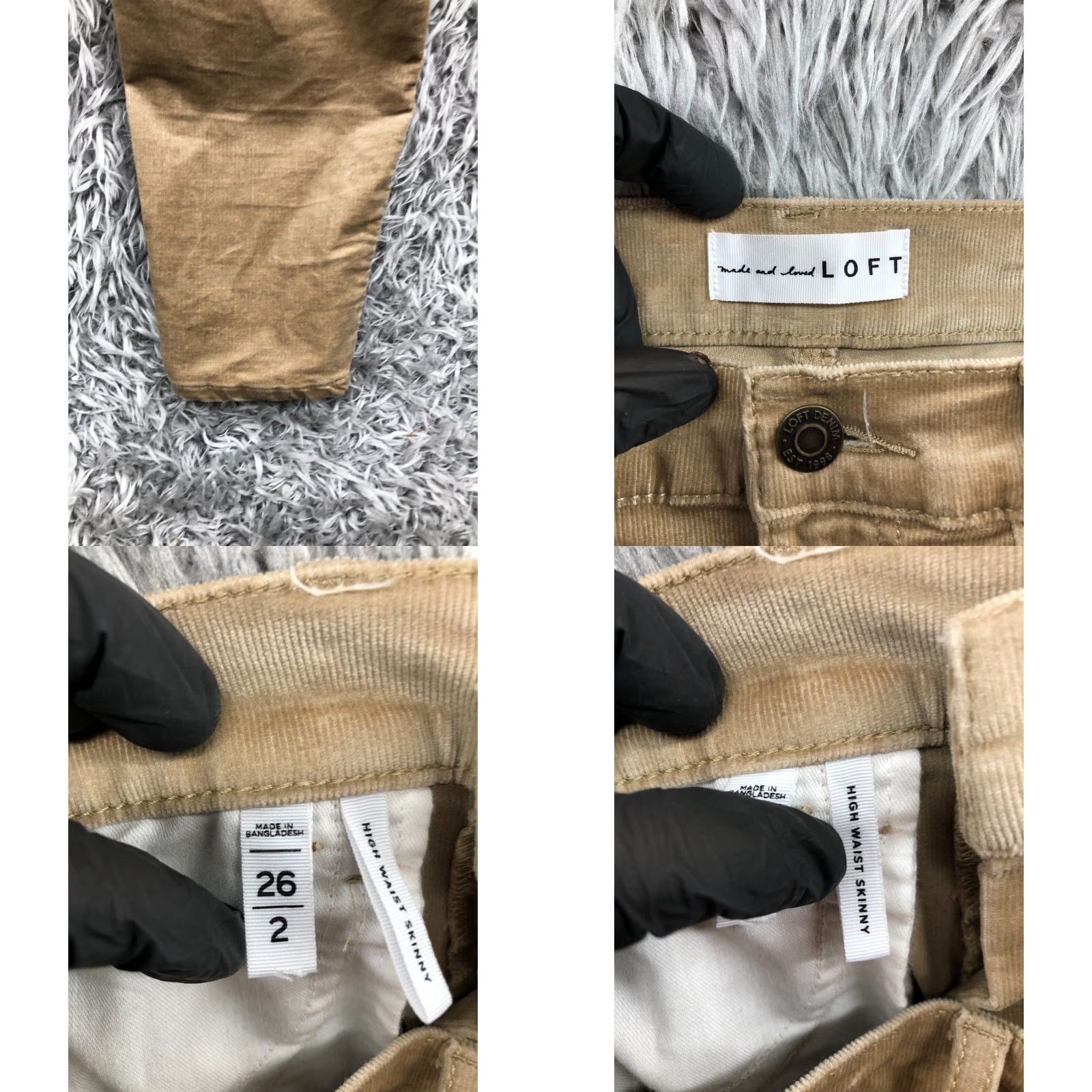 Ann Taylor Loft High Waist Skinny Ankle Pants Corduroy Beige Size 2 Womens Size 26" / US 2 / IT 38 - 8 Thumbnail