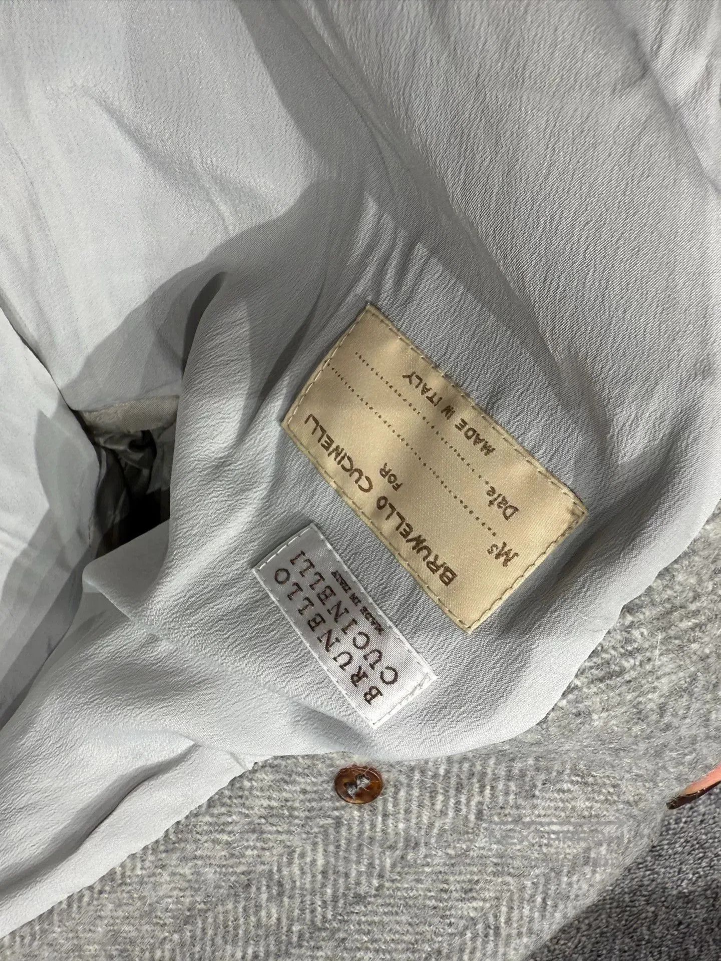 Brunello Cucinelli Brunello Cucinelli Gray Herringbone Wool Coat. Size US XXS / EU 40 - 6 Thumbnail