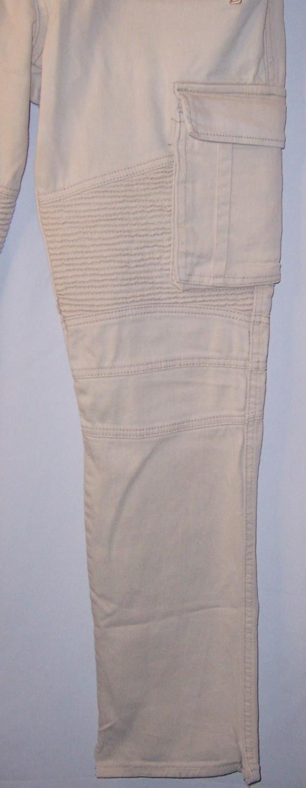Other Rsrch & Dvlpmnt Men's Moto Biker Cargo Jeans -32"- Off White Size US 32 / EU 48 - 3 Thumbnail