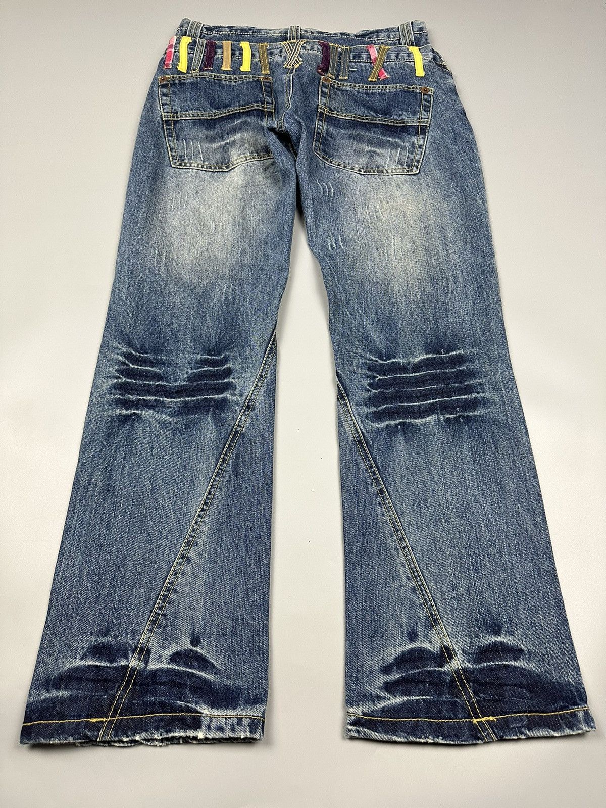 If Six Was Nine × Le Grande Bleu (L.G.B.) Vintage Six Star Iron Co Double Waist Whiskered Jeans Size US 32 / EU 48 - 4 Thumbnail