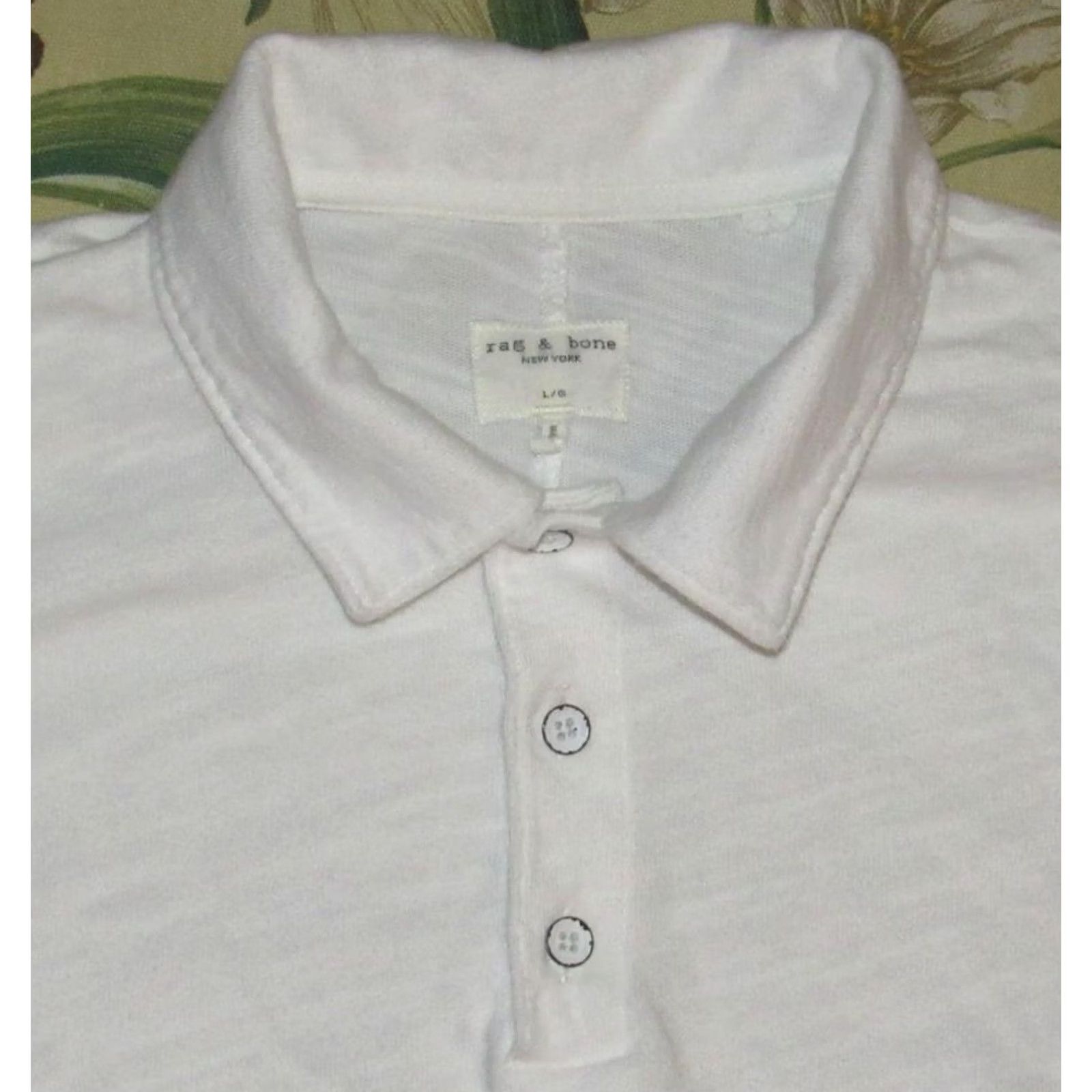 Rag & Bone RAG & BONE White Cotton Short Sleeve Polo Shirt Large Mens Size US L / EU 52-54 / 3 - 2 Thumbnail
