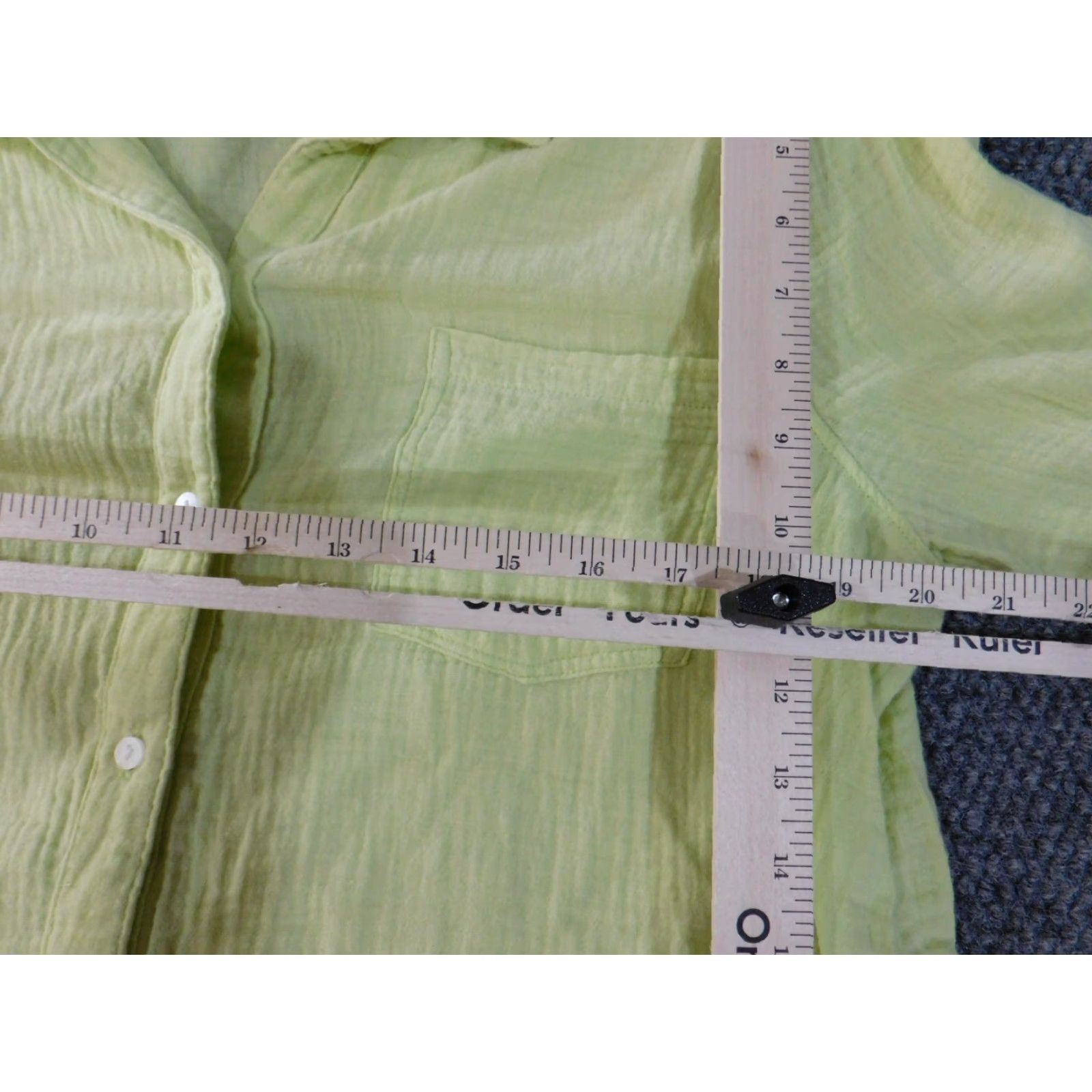 Lucky Brand Lucky Brand Button-Up Shirt Womens L Green Cotton Slit Casual Long Sleeve Button-Up Top Size L / US 10 / IT 46 - 7 Thumbnail
