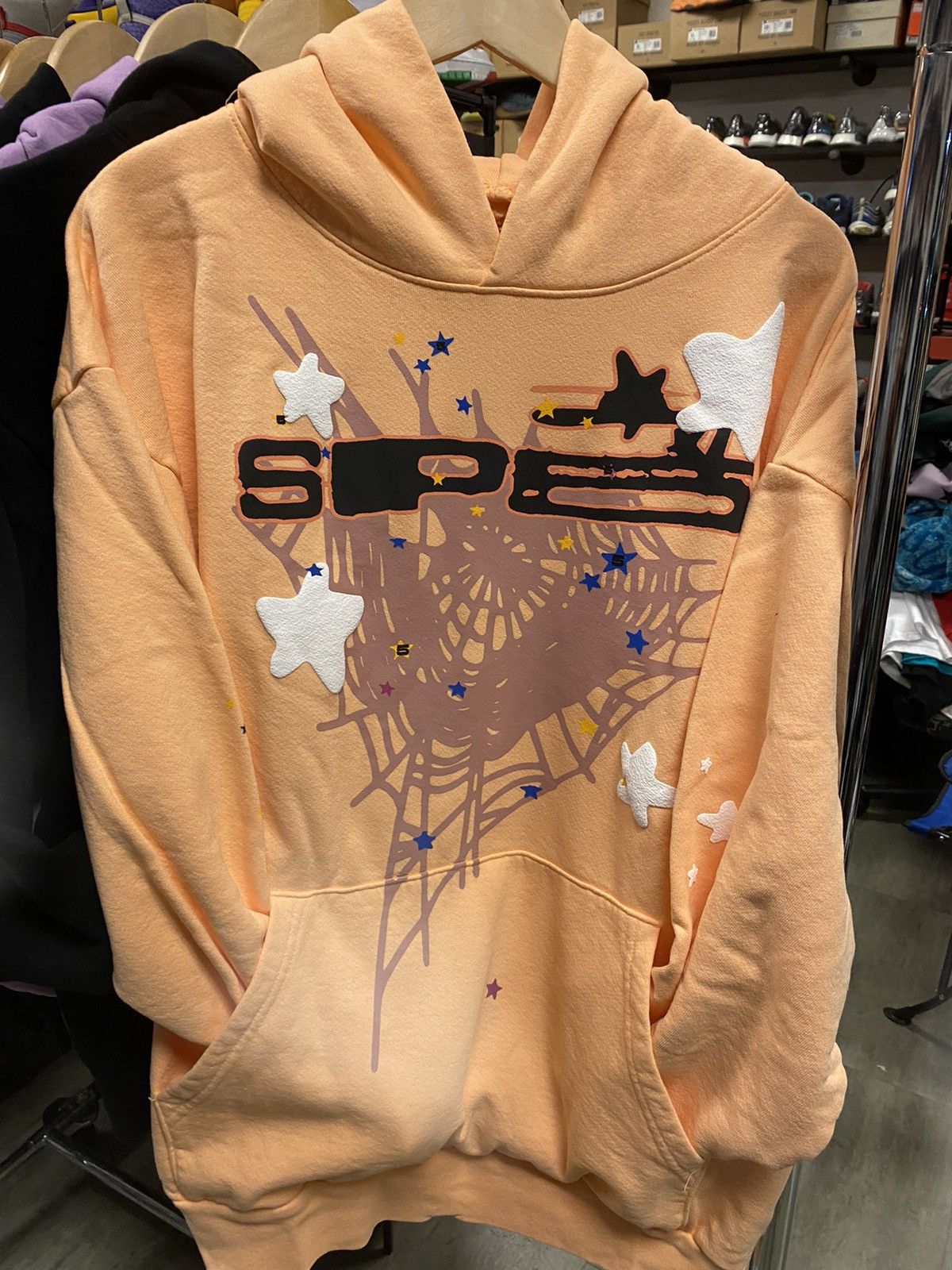 image of Spider Worldwide New Hoodie Medium Sp5 in Peach, Men's