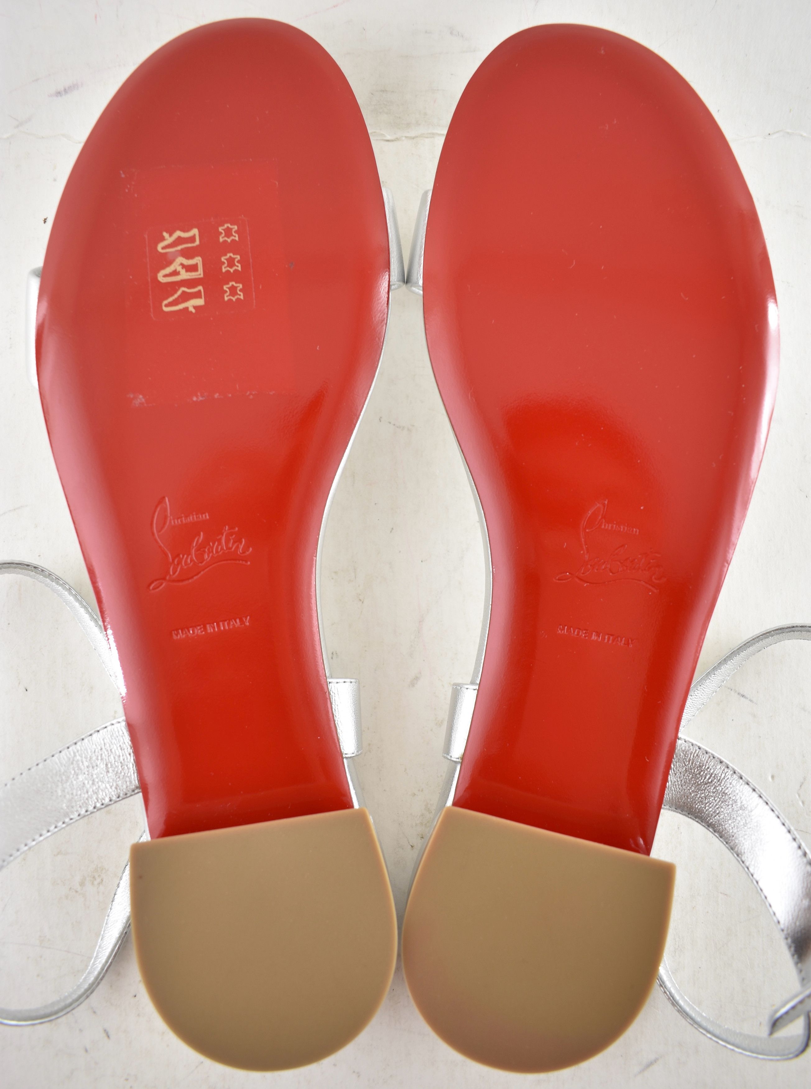 Christian Louboutin Sweet Jane Sandal Flat Silver Nappa Leather Ankle Strap 40.5 Size US 10.5 / IT 40.5 - 11 Thumbnail