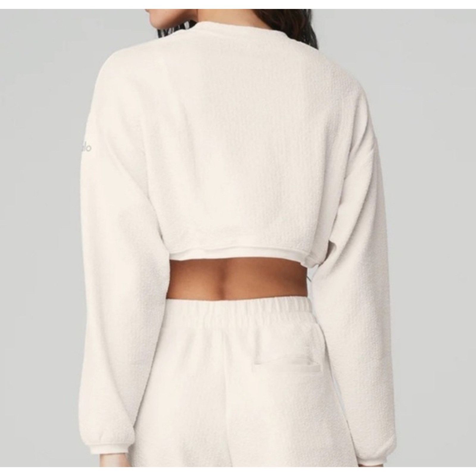 Alo ALO Yoga Tailored Ivory Cream Crop Top Hoodie Sz M Size M / US 6-8 / IT 42-44 - 5 Thumbnail