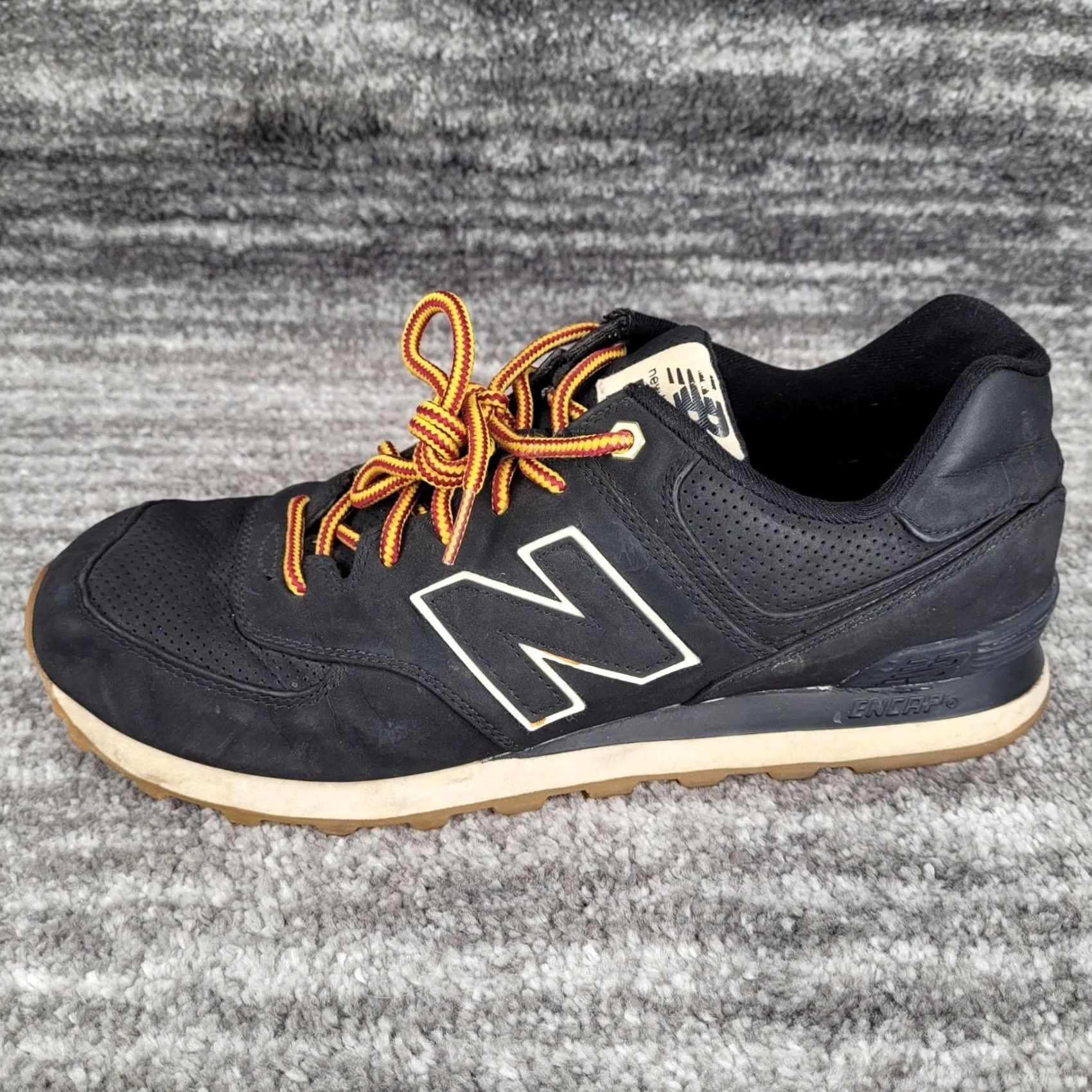 New Balance New Balance 574 Sneaker Mens Black Nubuck Leather Gum Sole 12 Size US 12 / EU 45 - 5 Thumbnail