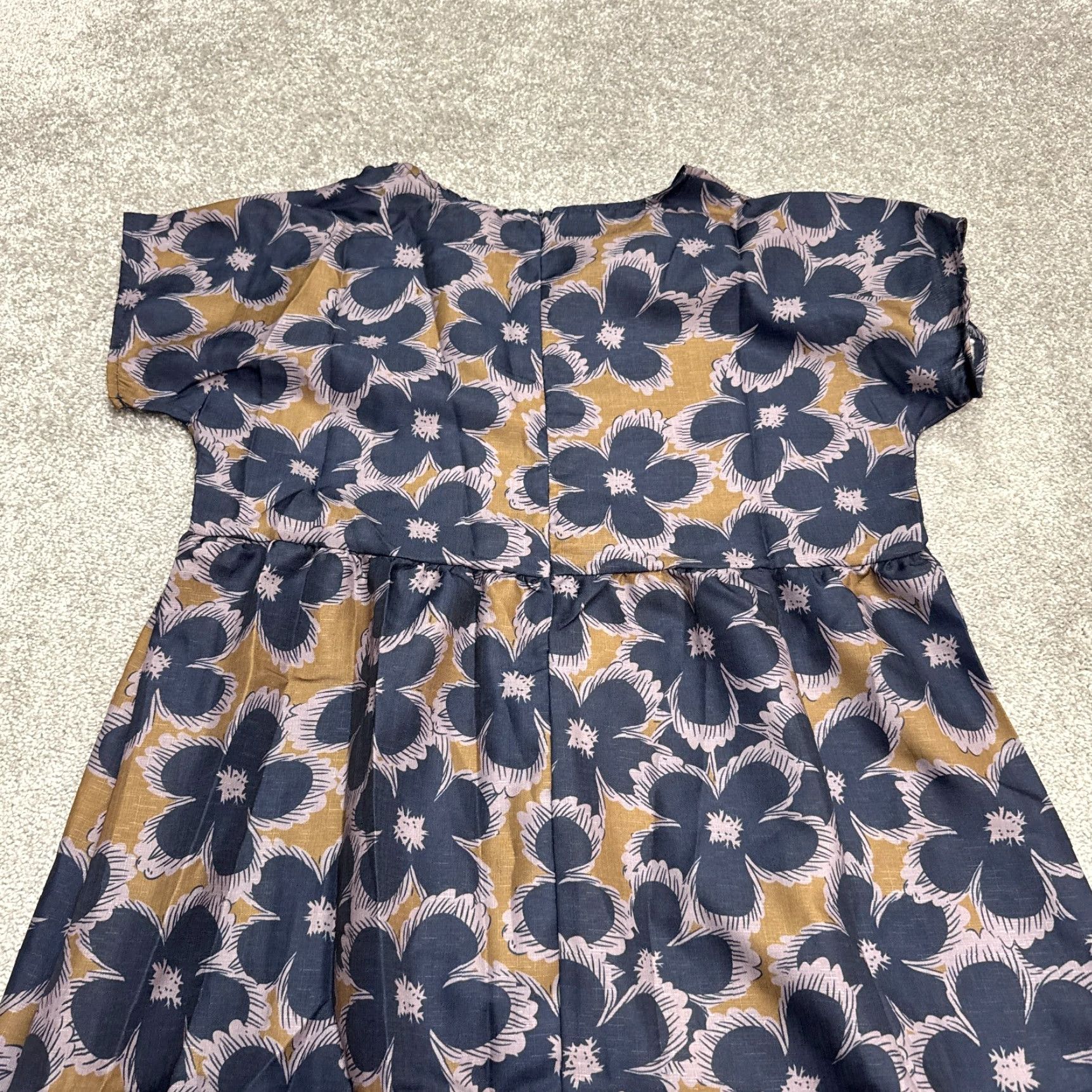 Vintage Unbranded Floral Maxi Dress Womens 2XL Blue Brown Short Sleeve Casual Boho NWOT Dress Length: Long Size 40" / US 18 - 3 Thumbnail