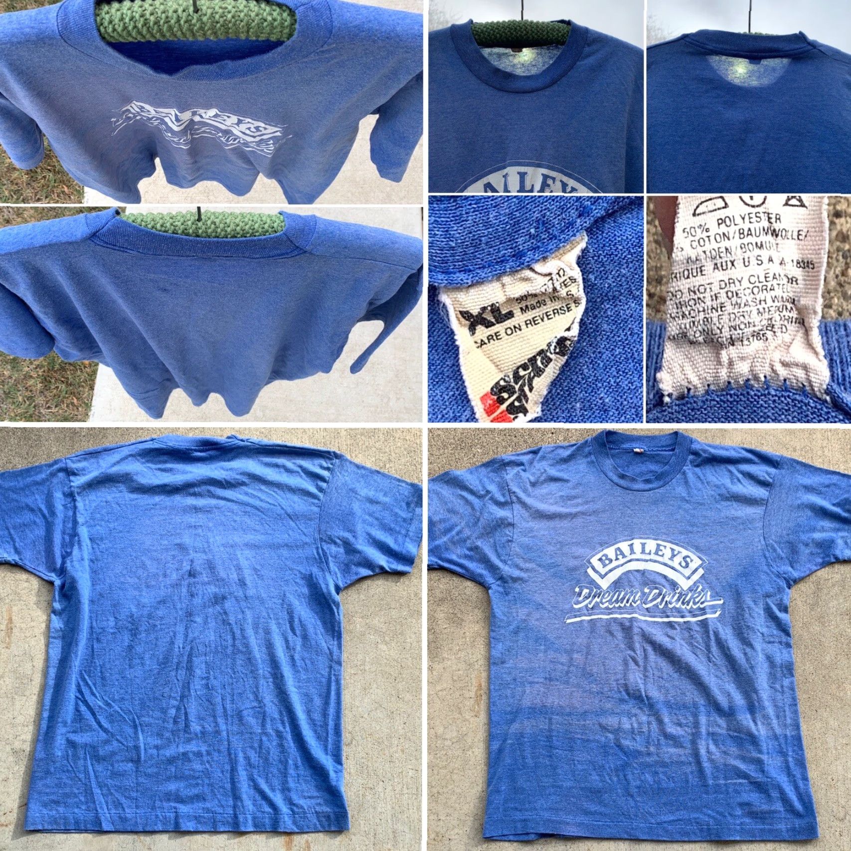 Vintage VINTAGE Screen Stars Bailey’s Dream Drinks T-Shirts XL 80s 1980s Made In USA Men Short Sleeve Graphic Tee Blue United States Size US XL / EU 56 / 4 - 4 Thumbnail