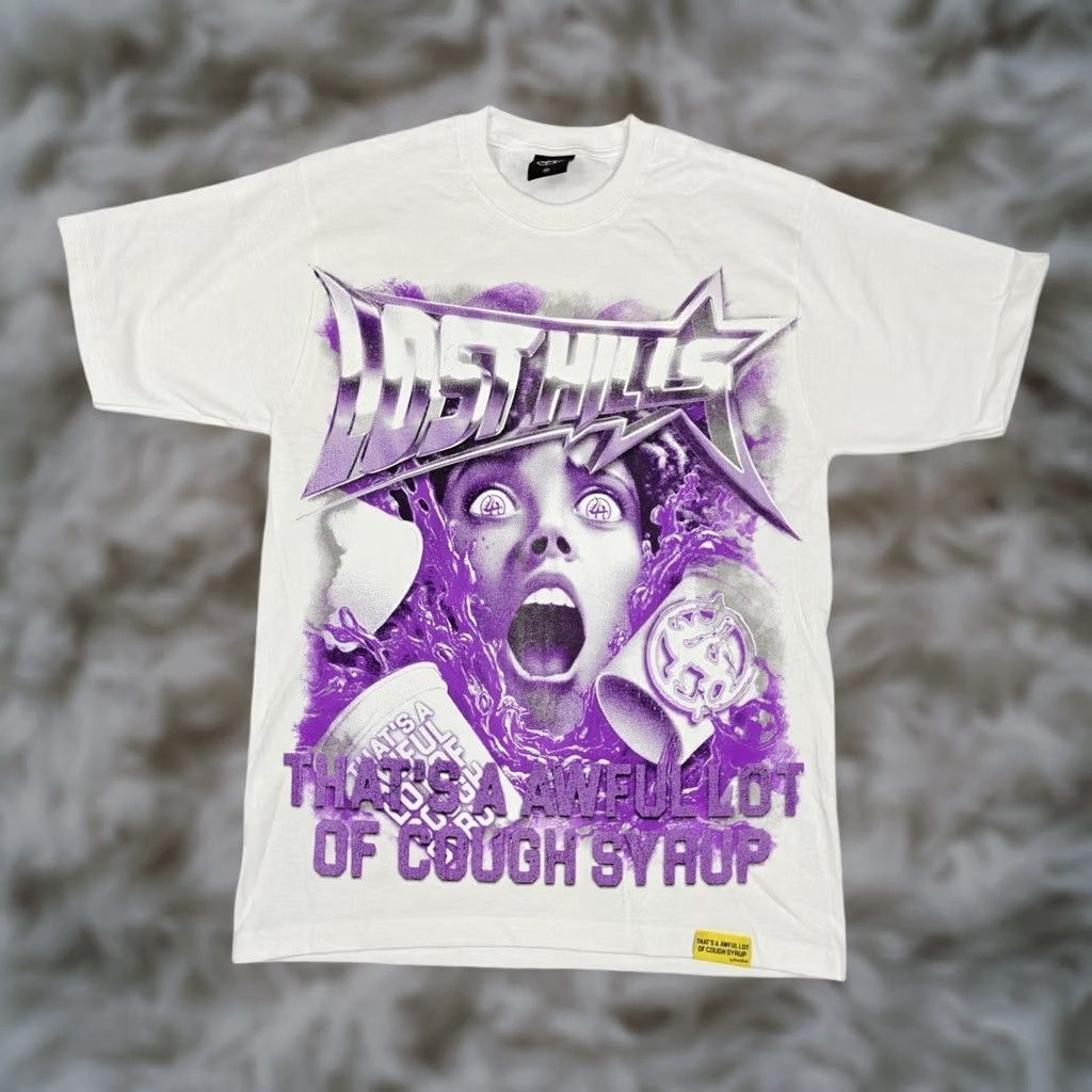 Vintage Awful Lot Of Cough Syrup Lost Hills Shirt Mens Medium White Heavyweight Tee Size US M / EU 48-50 / 2 - 1 Thumbnail