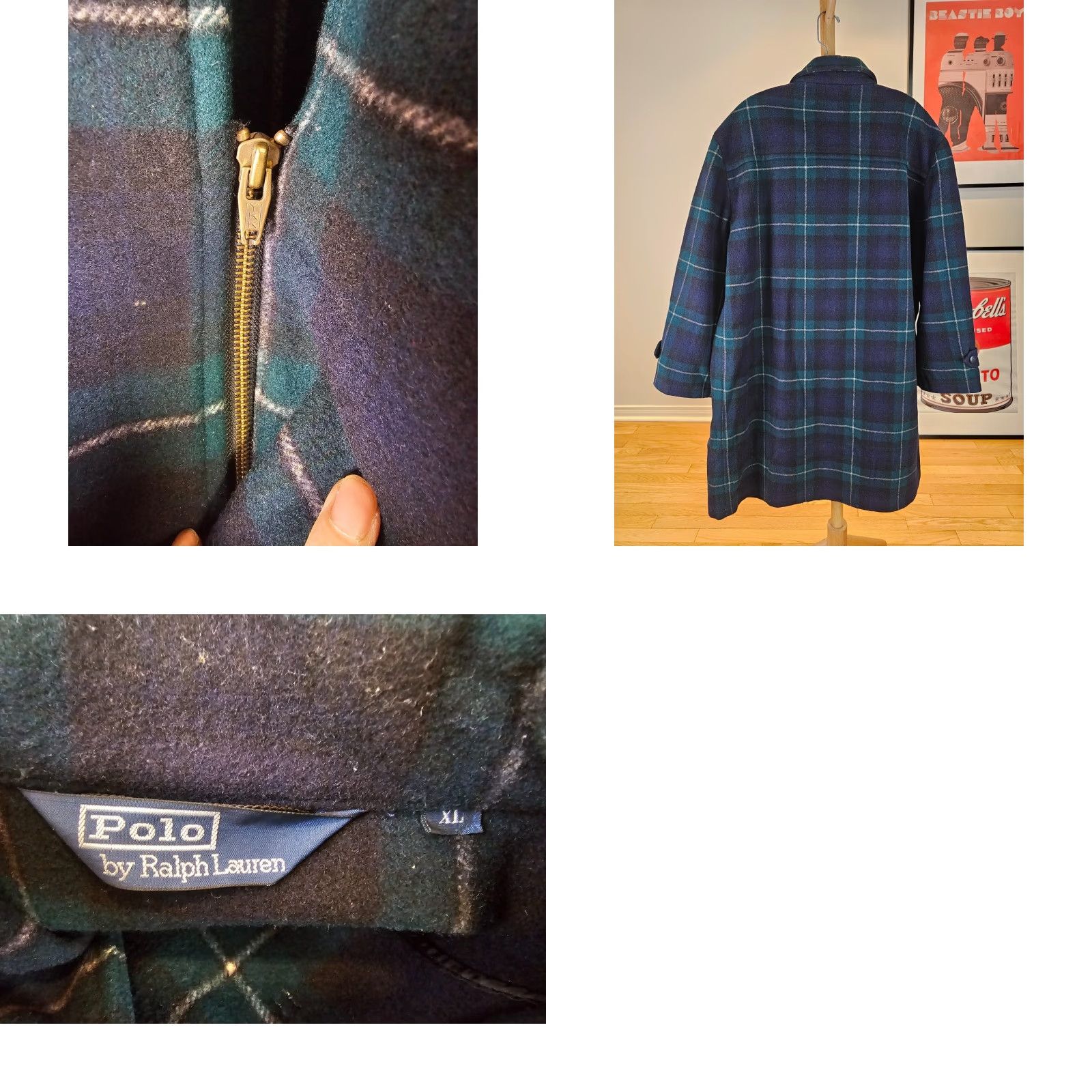 Polo Ralph Lauren VINTAGE POLO RALPH LAUREN PLAID CHECK WOOL DUFFLE COAT SZ XLARGE COAT Mens Duck Wool Duﬀle 90's Green Size US XL / EU 56 / 4 - 8 Thumbnail