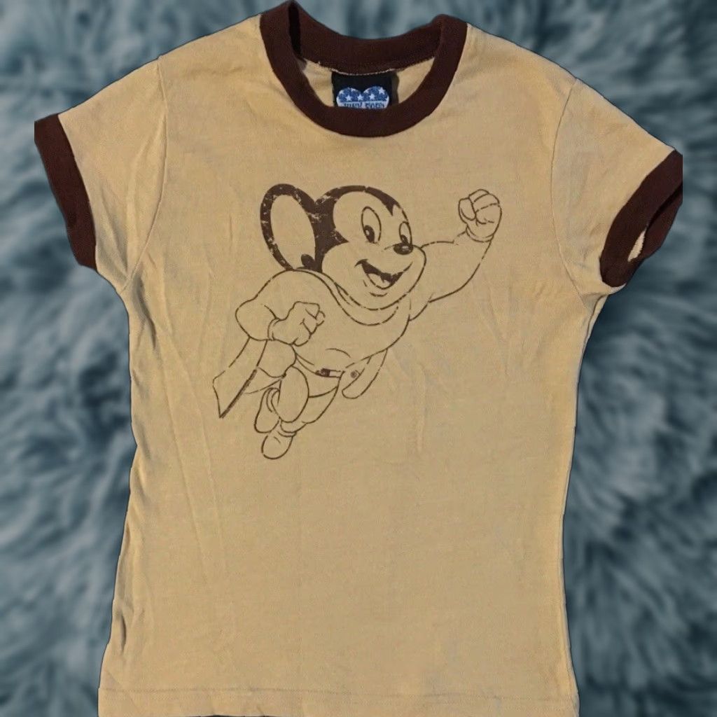 Vintage Vtg Mighty Mouse Ringer Shirt M Cartoon Mickey TV Biker Skate Emo Grunge 90s Y2K Size M / US 6-8 / IT 42-44 - 1 Thumbnail