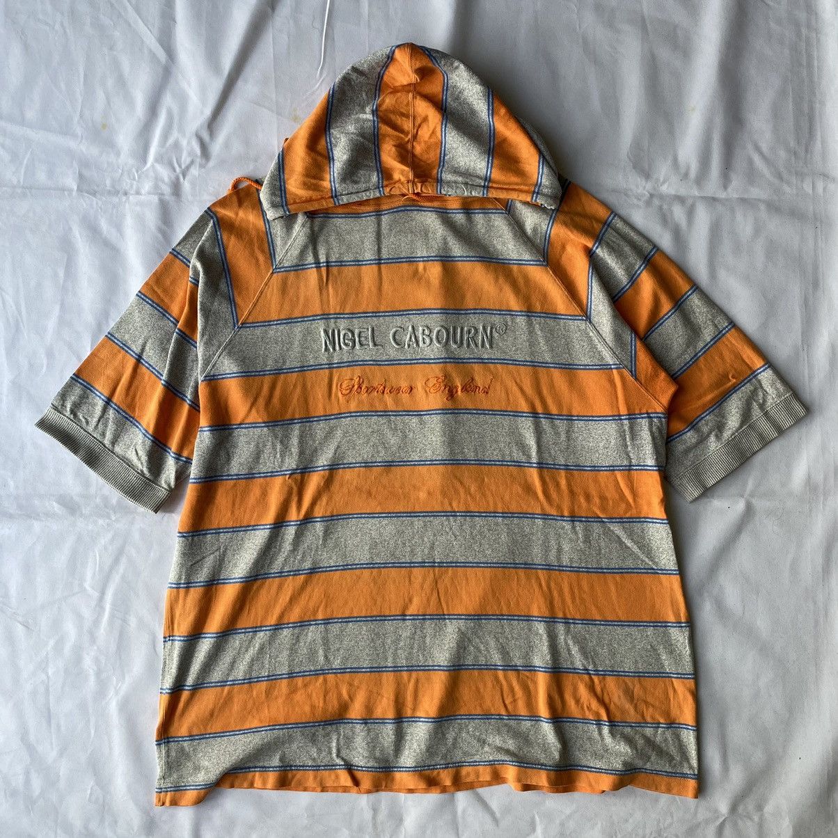 Japanese Brand × Nigel Cabourn × Vintage Nigel Cabourn Stripe Short Sleeve Hooded Size US XL / EU 56 / 4 - 1 Thumbnail