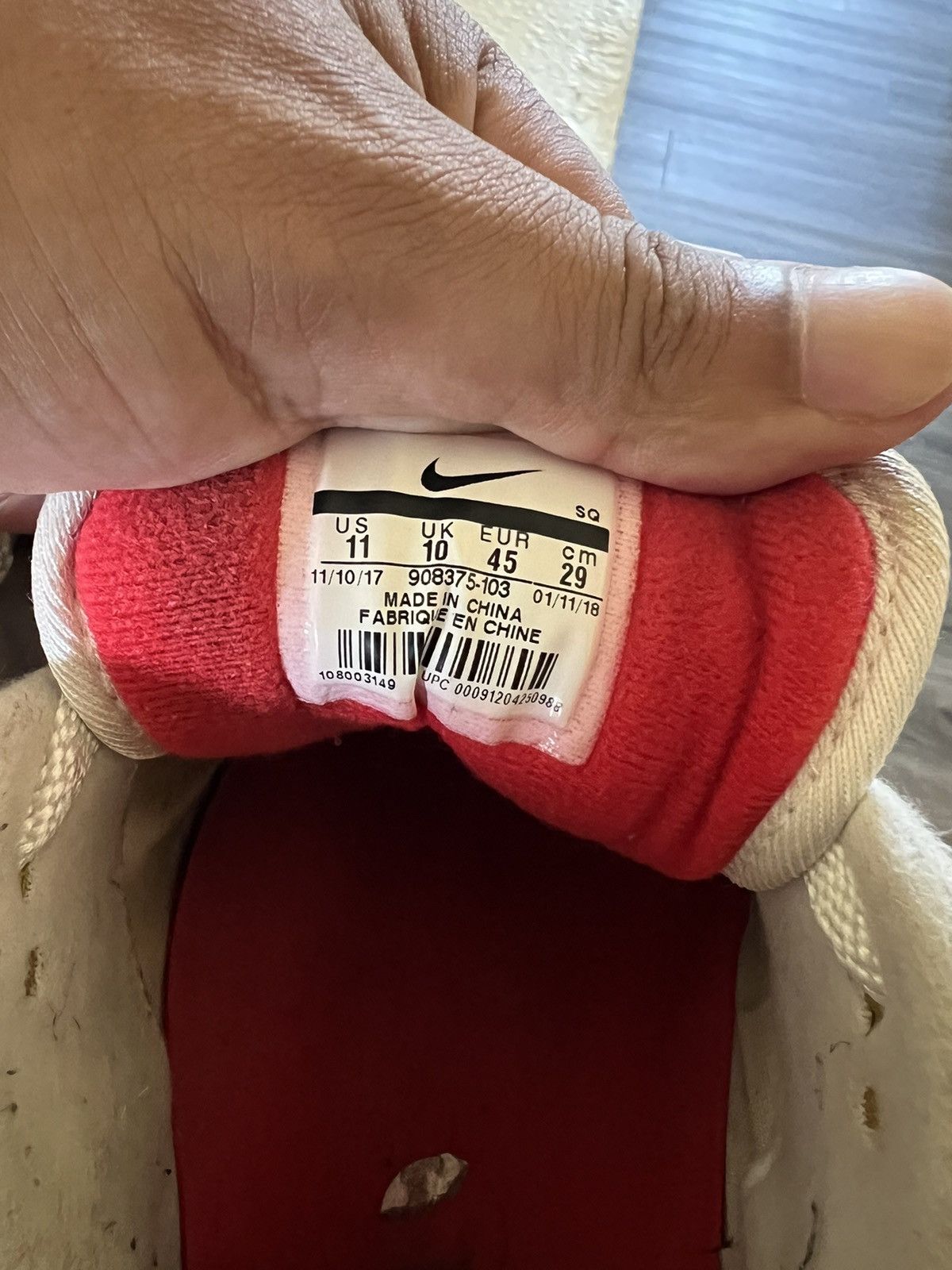 Nike Air max 1 Red/White size 11 Size US 11 / EU 44 - 6 Thumbnail
