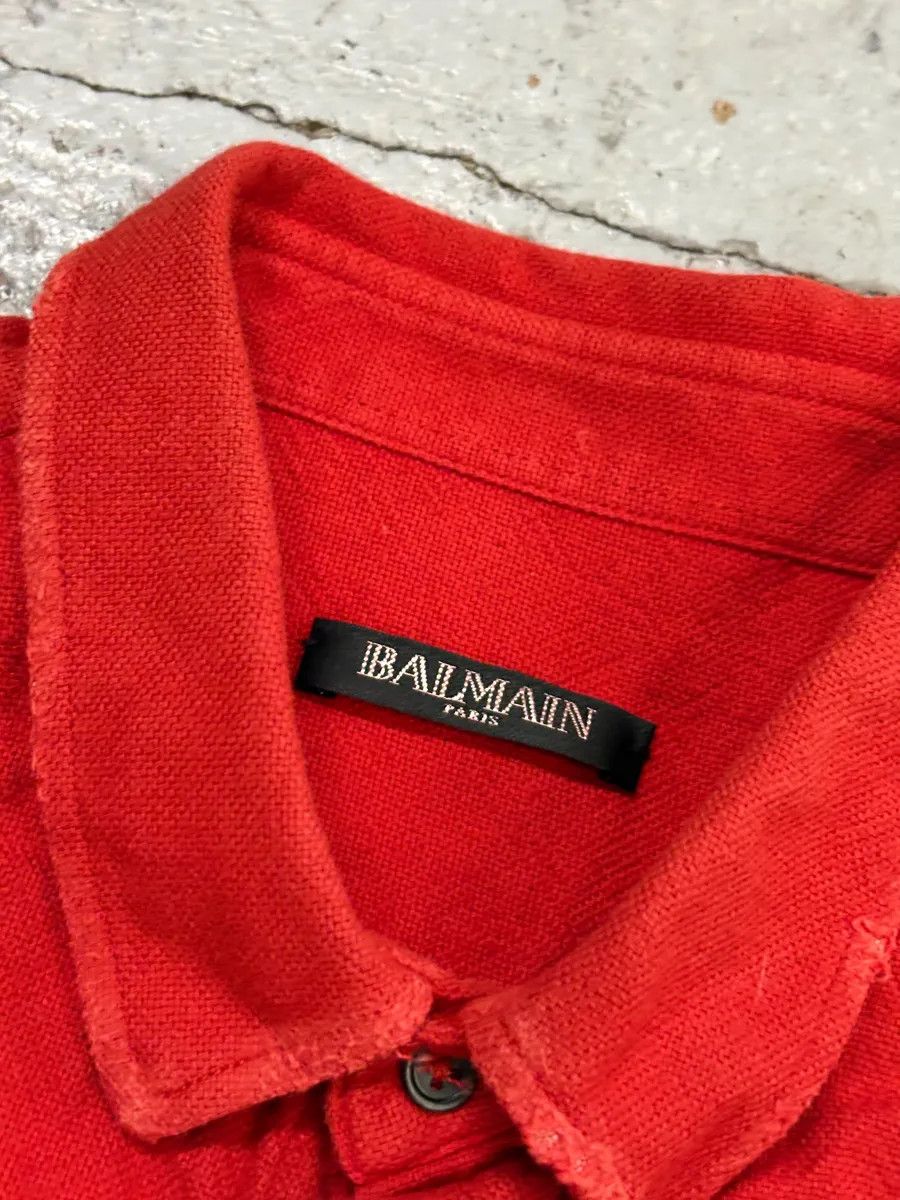Balmain Balmain Red Corduroy Cargo Shirt Size US S / EU 44-46 / 1 - 8 Thumbnail