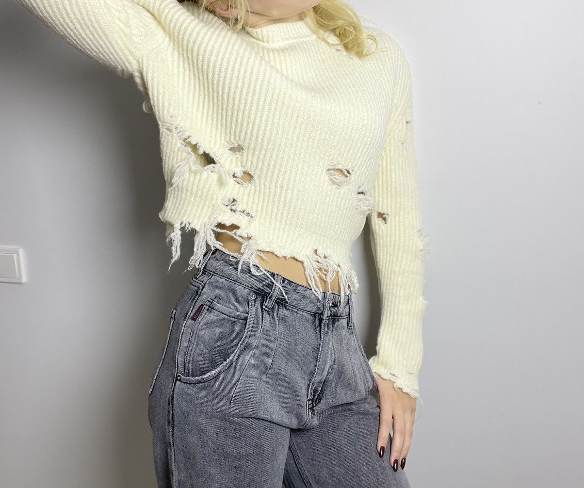 Yeezy YEEZY Season 3 Cropped & Distressed Ribbed Wool Sweater Size S / US 4 / IT 40 - 18 Thumbnail