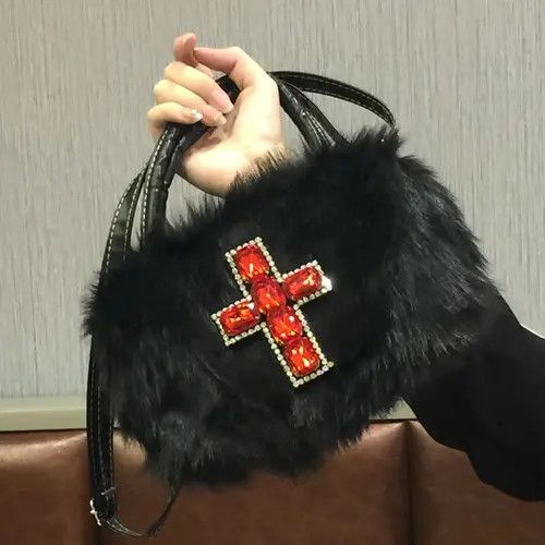 Vintage Gothic Soft Black Cross Handbag Size ONE SIZE - 3 Thumbnail