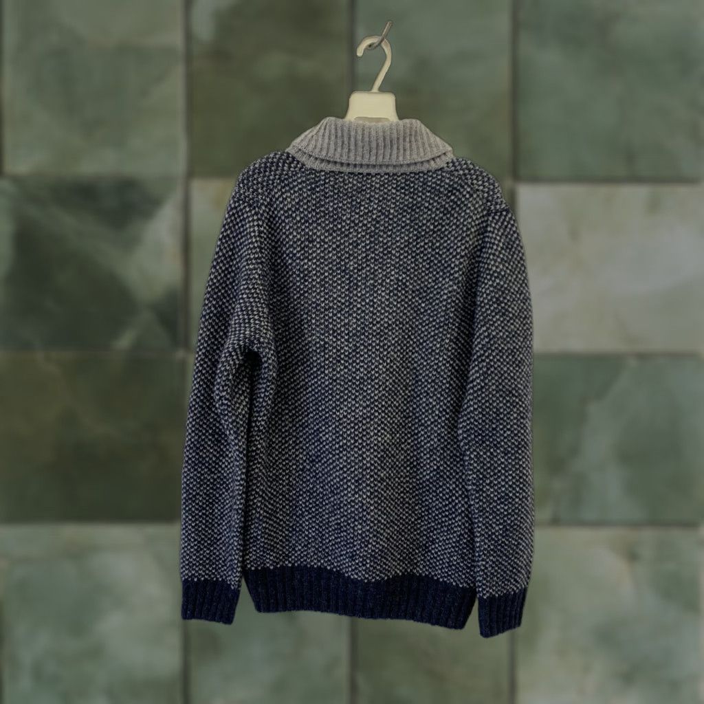 Fred Perry VINTAGE Fred Perry Shawl Collar Knit Sweater Mens M Blue Gray Textured Wool Blend #157 Size US M / EU 48-50 / 2 - 1 Thumbnail