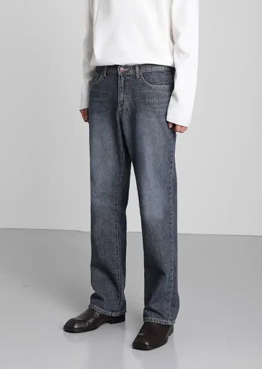 Japanese Brand Men's straight loose retro distressed all-match jeans Size US 32 / EU 48 - 5 Thumbnail