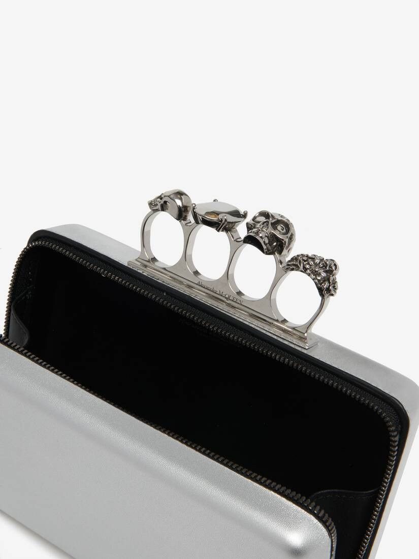 Alexander McQueen o1w1db10725 Size:OS/The knuckle Twisted Clutch in Silver Size ONE SIZE - 3 Thumbnail