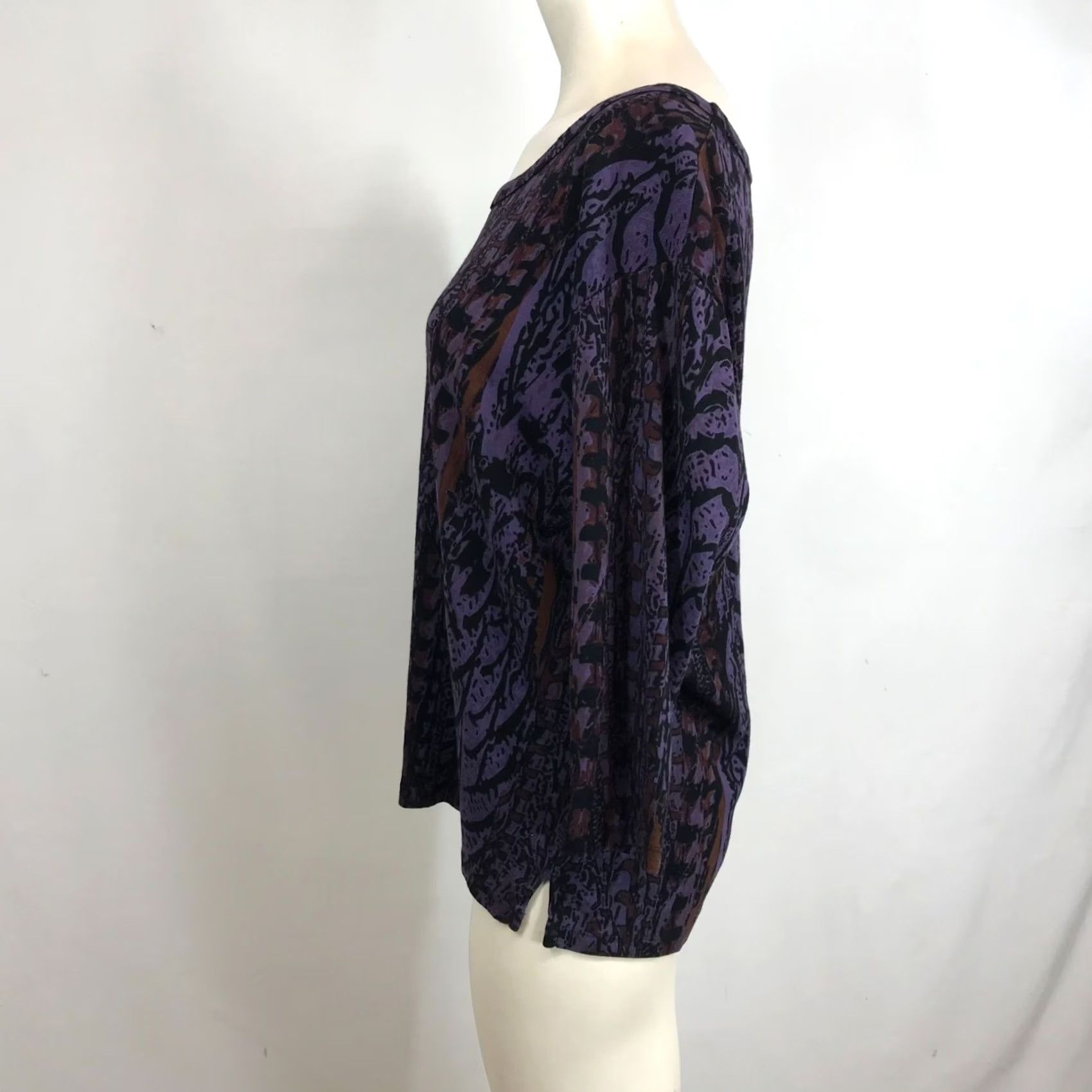 Vintage PRAIRIE COTTON Womens Medium Purple Long Sleeve V Neck 100% Cotton Top Shirt Size M / US 6-8 / IT 42-44 - 6 Thumbnail