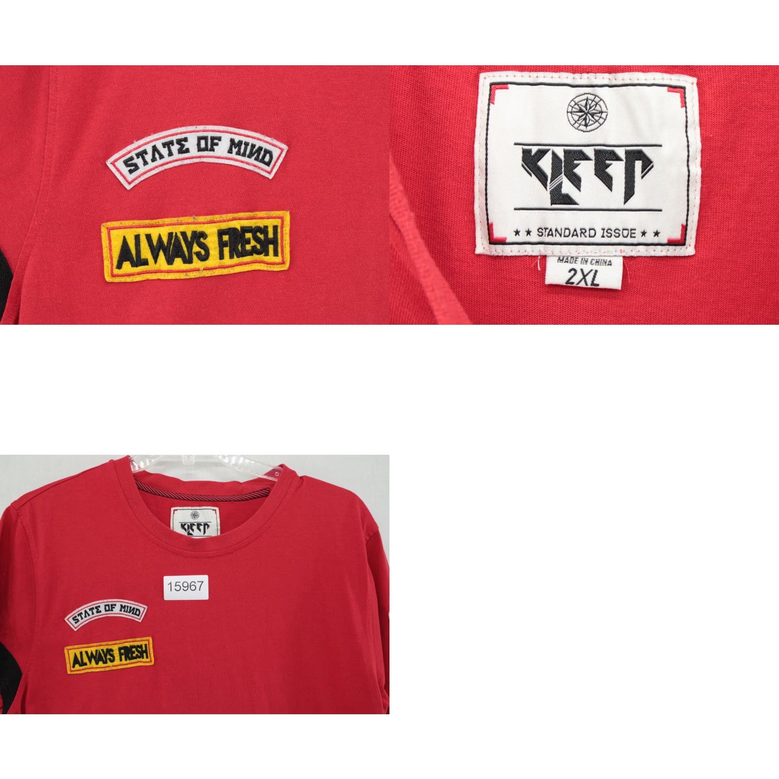 Vintage Kleep T-Shirt Men’s 2XL Red Graphic Patches Short Sleeve Crew Neck Jersey Shirt Size US XXL / EU 58 / 5 - 8 Thumbnail