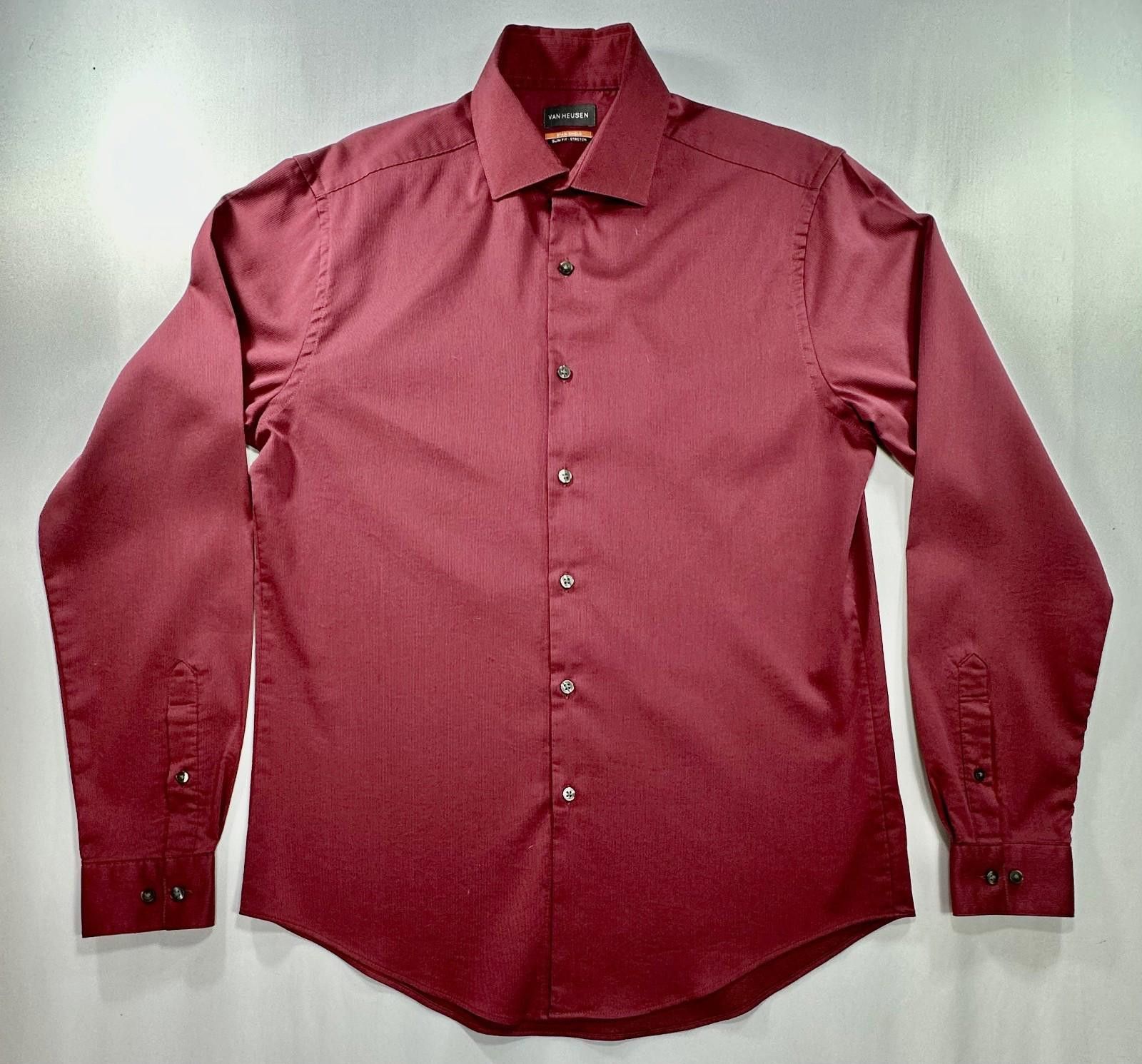 Van Heusen Van Heusen Stain Shield Slim Fit Stretch Button Up Red Men M Size US M / EU 48-50 / 2 - 1 Thumbnail