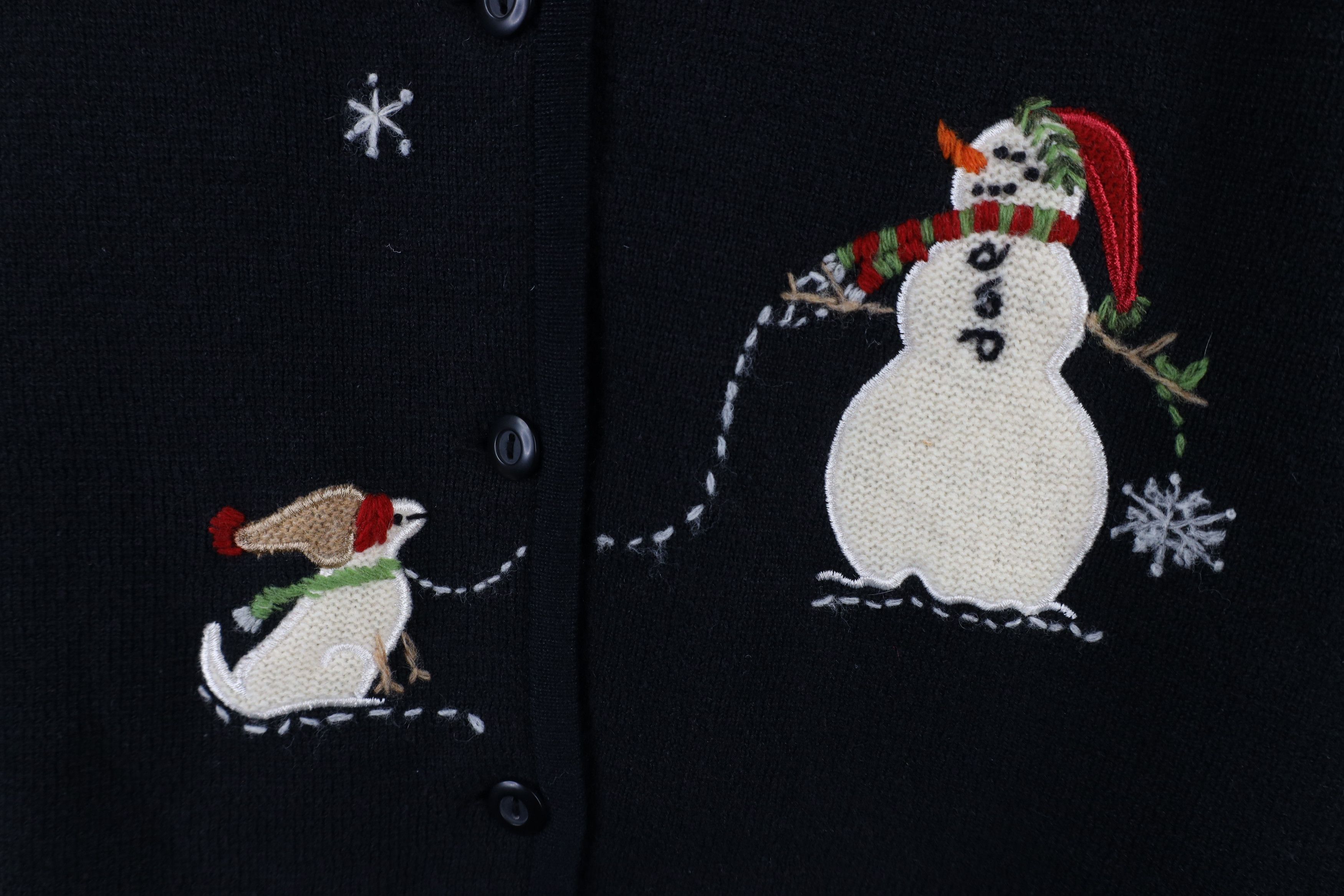 Vintage × Woolrich Woolen Mills Vintage 90s Woolrich Snowman Dog Knit Sweater Vest Black Size L / US 10 / IT 46 - 4 Thumbnail