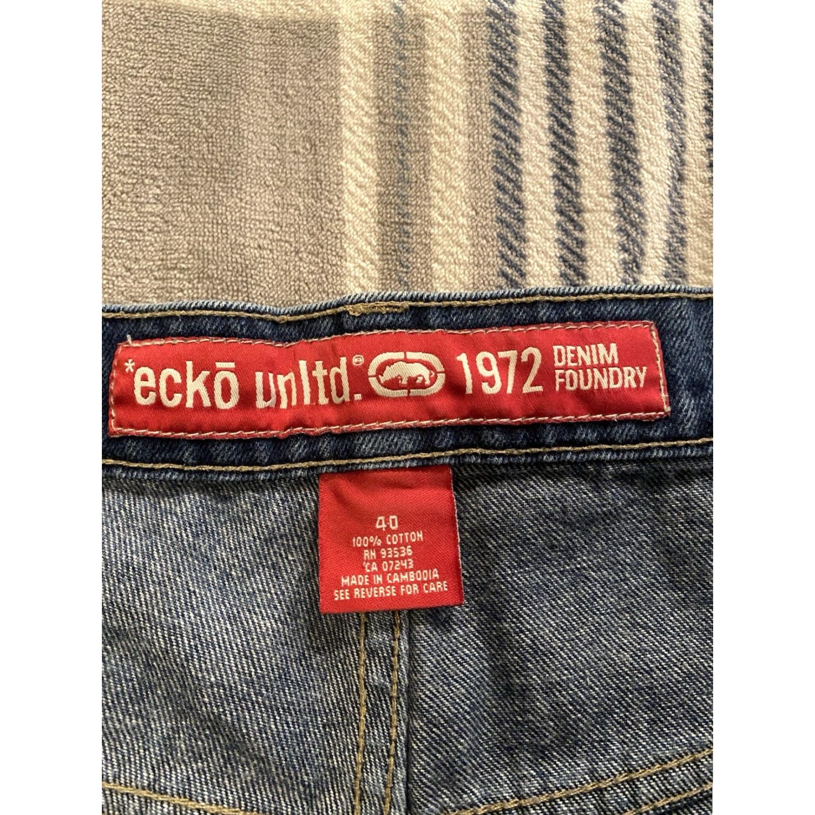 Ecko Unltd. VINTAGE Ecko Unltd Jeans Baggy Wide-Leg Men’s 40x31 Hip Hop Skater 90s Grunge Blue Denim Cotton Relaxed Inseam 31 Logo Embroidered Size US 40 / EU 56 - 3 Thumbnail