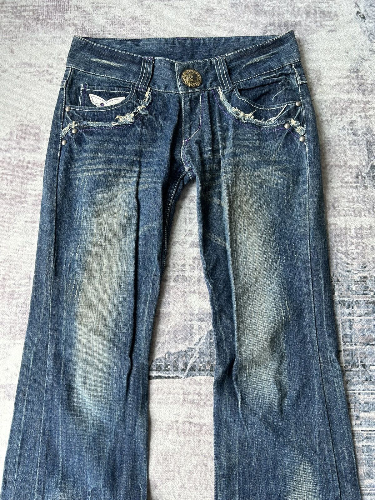 If Six Was Nine Butterfly Embroidery Logo Flared Jeans Size US 31 - 7 Thumbnail
