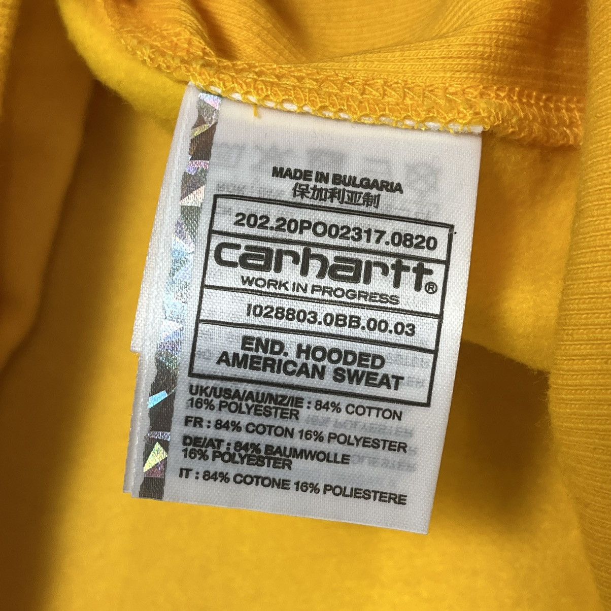 Carhartt Wip × END. Carhartt WIP x END American Logo Hoodie Heavyweight, Yellow Size US XL / EU 56 / 4 - 11 Thumbnail