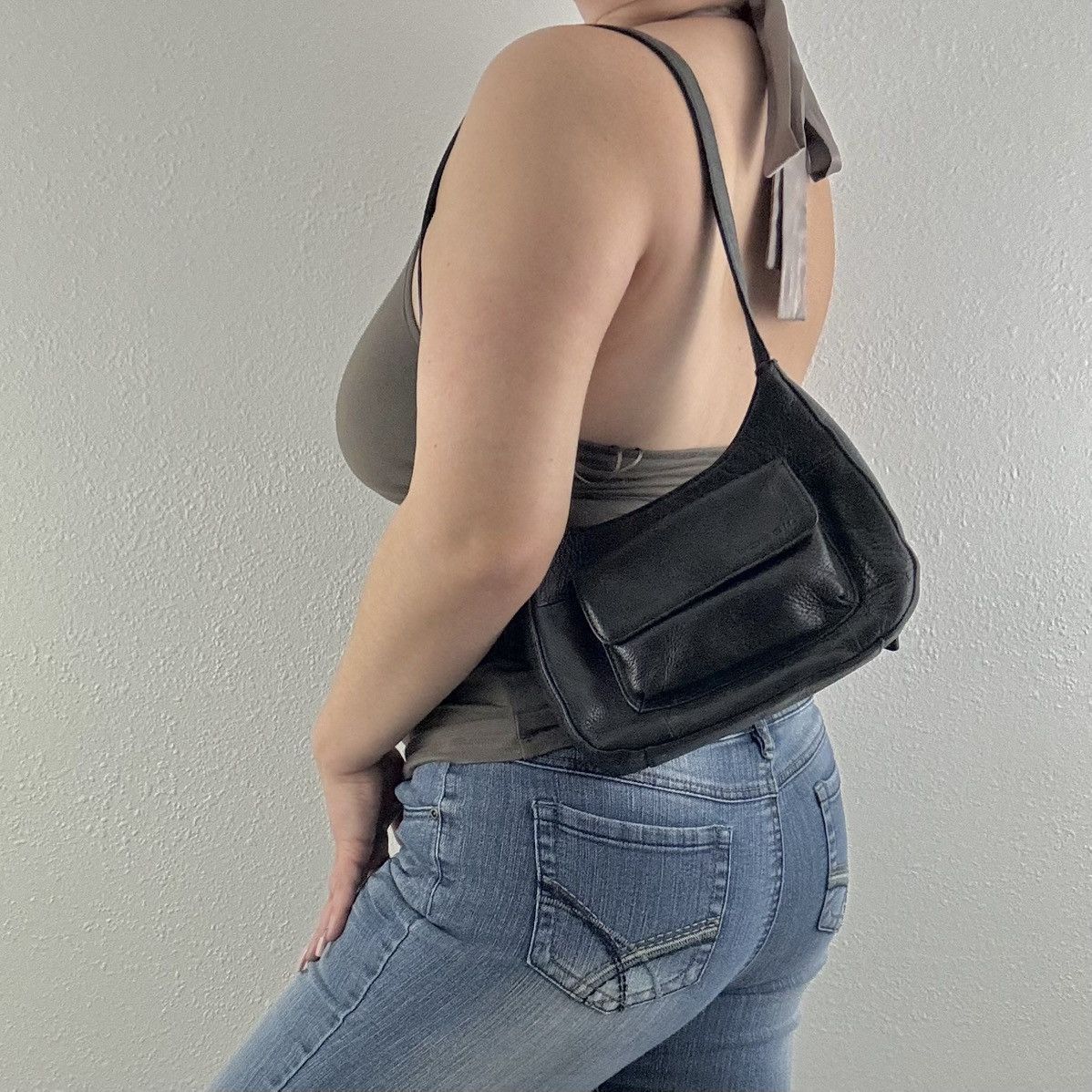 Fossil FOSSIL Vintage 90s Y2K Black Leather Edgy Shoulder Bag Purse Size ONE SIZE - 1 Thumbnail