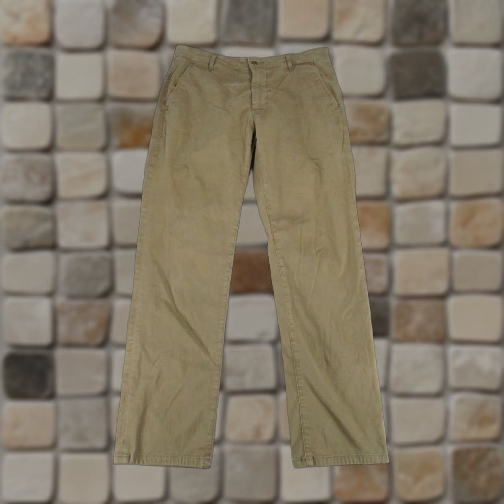 Vintage AG Adriano Goldschmied Pants Slim Chino Men 34 Tan Brown Adult Regular 30 In Front Flat Front Knit Fabric City Logo Preppy Used Mens Size US 34 / EU 50 - 1 Thumbnail