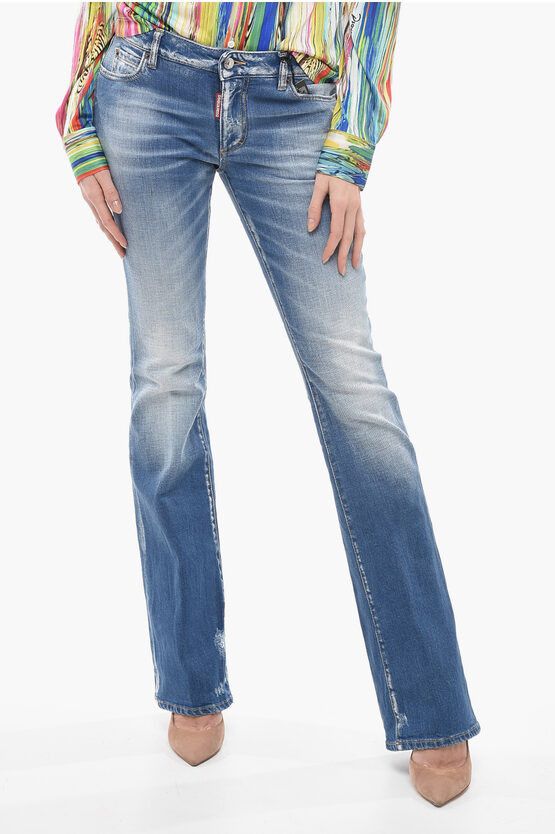 image of Dsquared2 Dèlavè Wash Brotherhood Bootcut Denims 24Cm in Light Blue, Women's (Size 27)