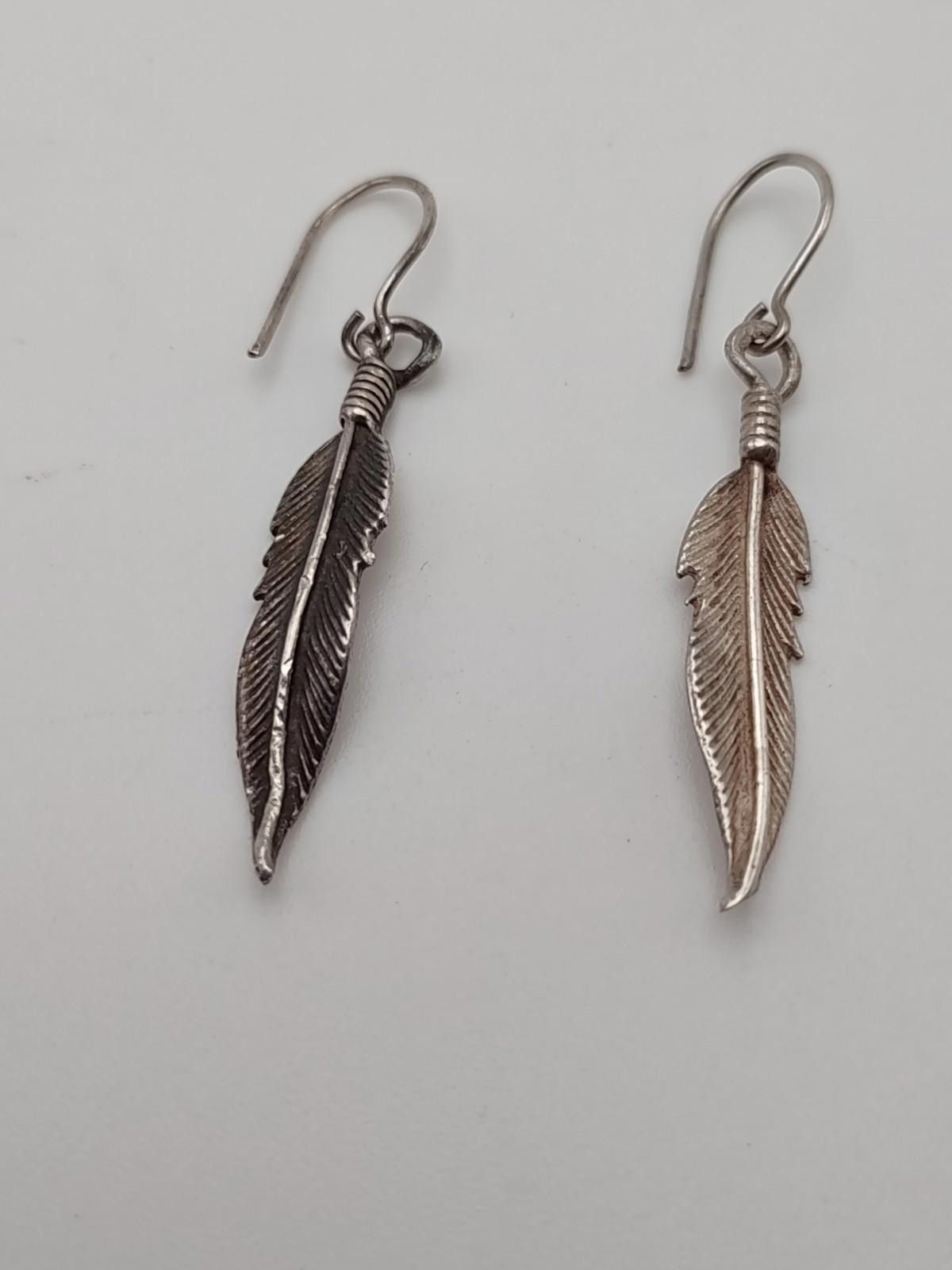 The Unbranded Brand 925 Sterling Silver Feather Dangle Earrings SW Boho Size ONE SIZE - 1 Thumbnail