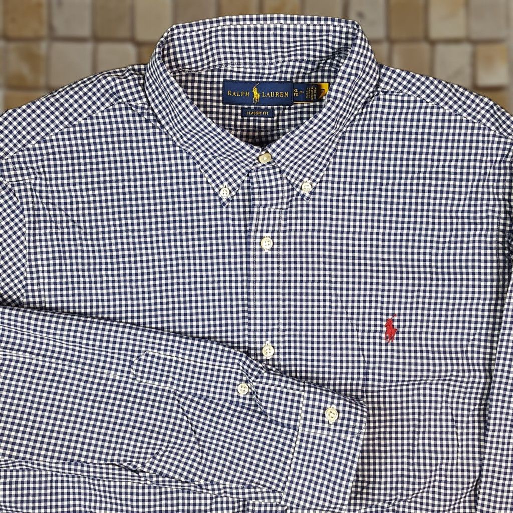 Ralph Lauren VINTAGE Ralph Lauren Men’s Button-Down Shirt XL Blue Gingham Plaid Long Sleeve Collared Casual Workwear 90s Size US XL / EU 56 / 4 - 1 Thumbnail