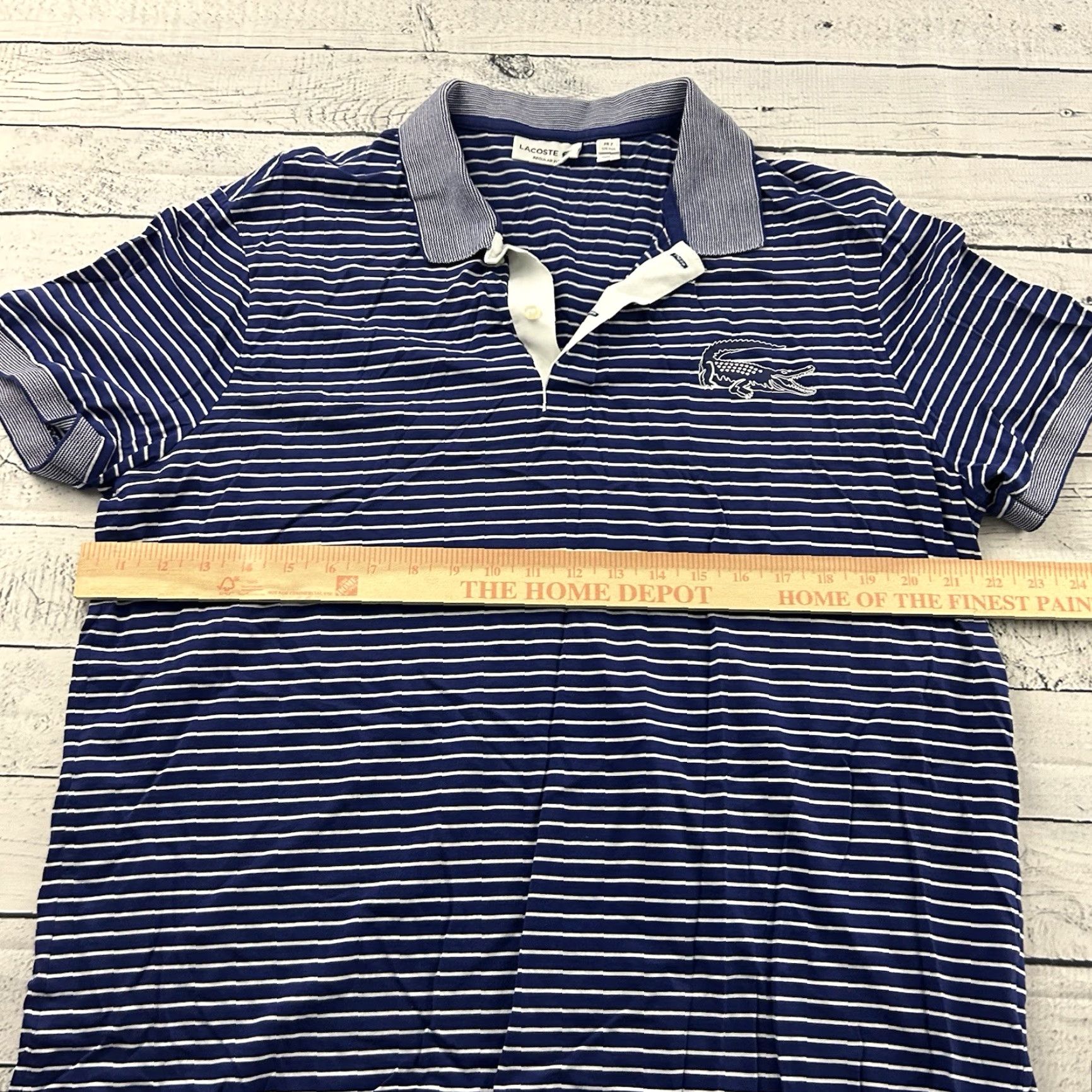 Lacoste Lacoste Striped Polo Shirt Mens XXL Regular Fit Short Sleeve Blue White Logo Polo Shirt Size US XXL / EU 58 / 5 - 5 Thumbnail