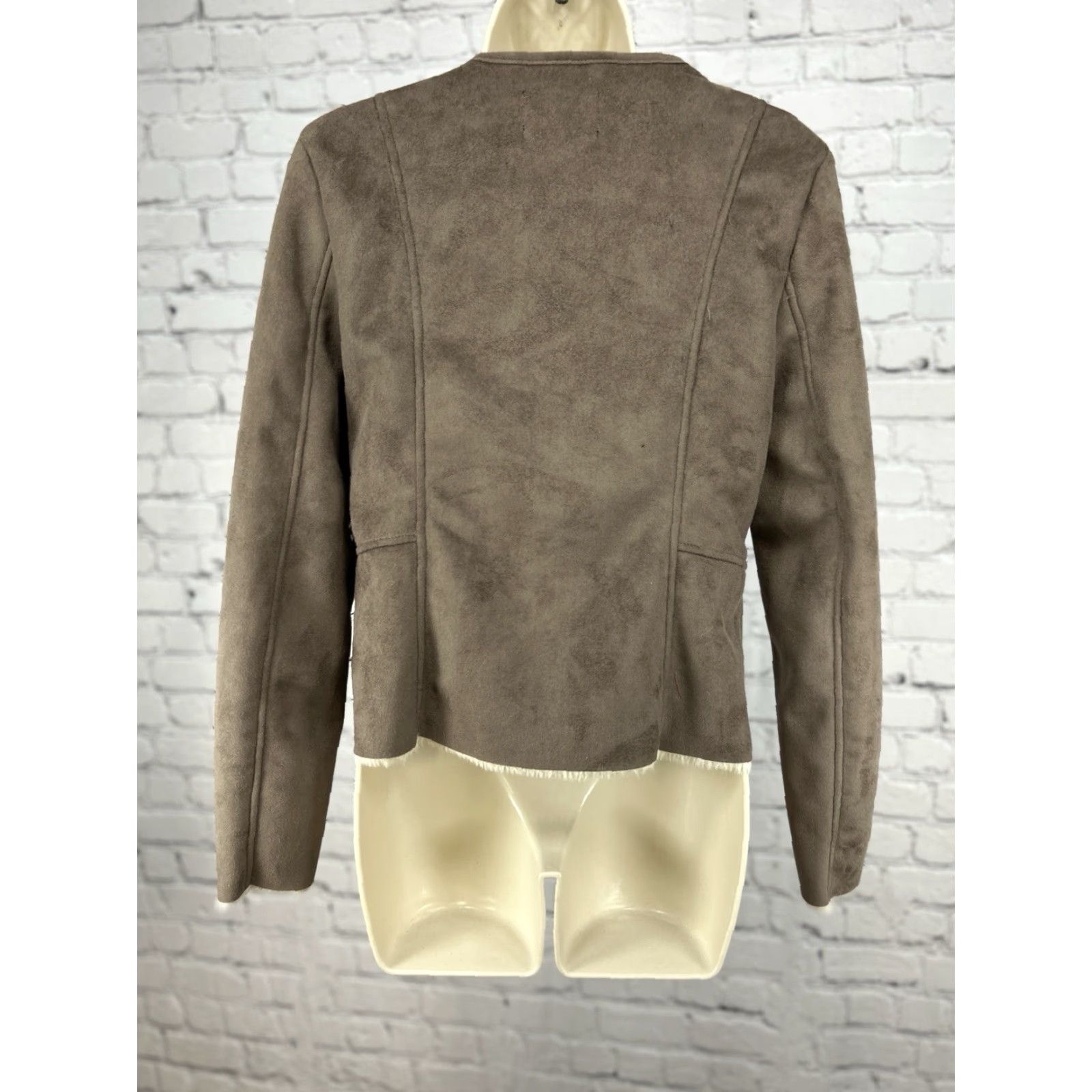 Vintage Vigoss Brown Faux Fur Lined Long Sleeve Asymmetric Zip Women's Jacket Small Size S / US 4 / IT 40 - 2 Thumbnail