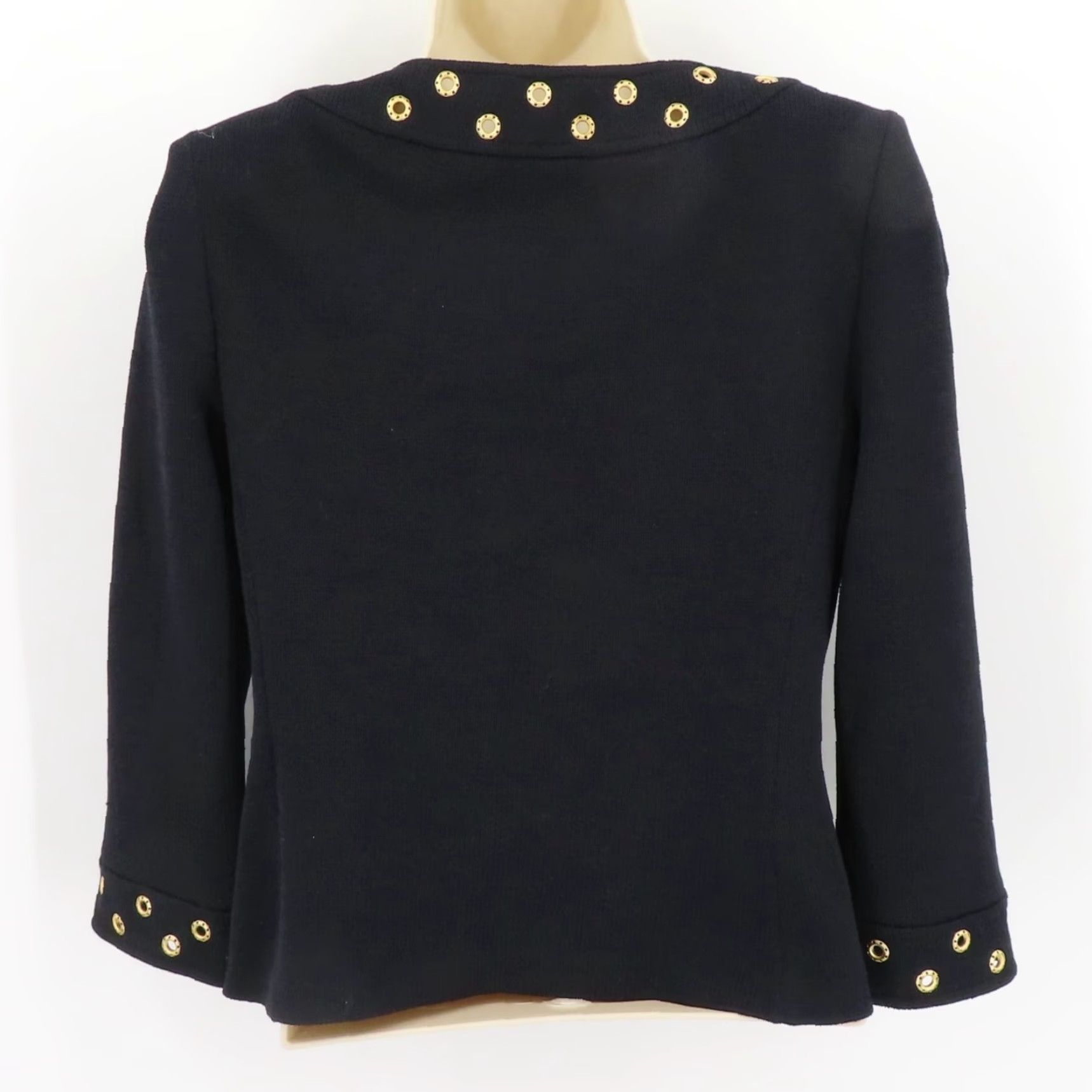 Vintage St John Collection Jacket Womens 2 Black Knit Gold Grommet Button Front Coat Size XS / US 0-2 / IT 36-38 - 5 Thumbnail