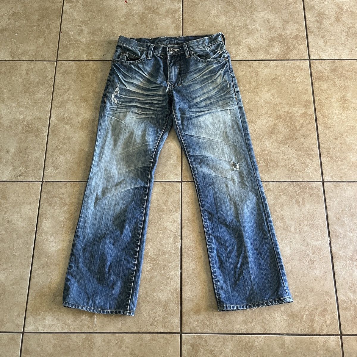 Affliction × Monarchy × Vintage Monarchy Atalier Patched and Distressed Low Rise Jeans Size US 29 - 1 Thumbnail