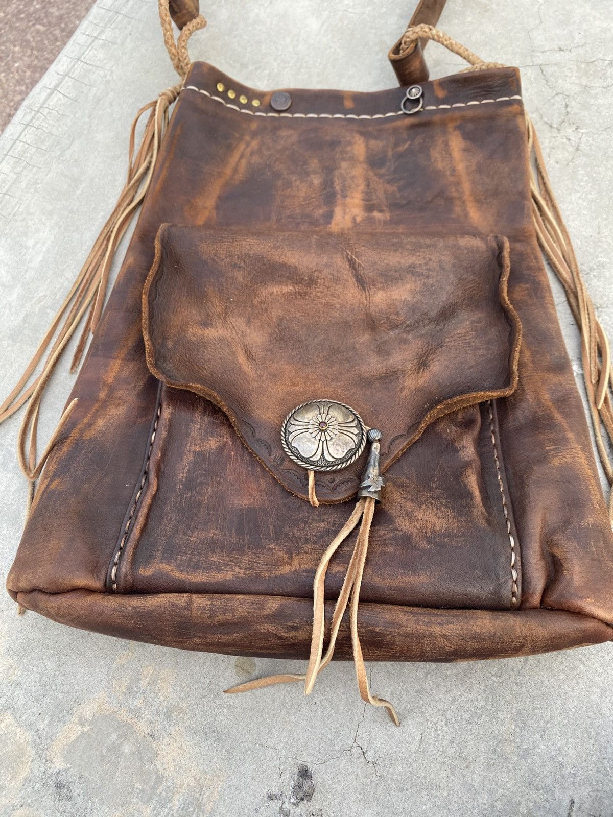 Vintage Vintage custom Leather sling bag Boho goros style Size ONE SIZE - 2 Thumbnail