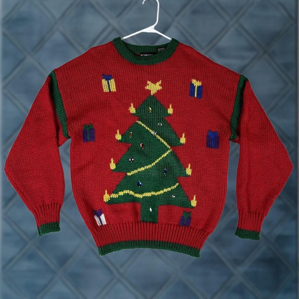 Vintage No Strings Attached Ugly Christmas Sweater Women Medium Red Christmas Holiday Pullover Crew Neck Knit Knitwear Sweater Women M Red Christmas Holiday Size M / US 6-8 / IT 42-44 - 1 Thumbnail
