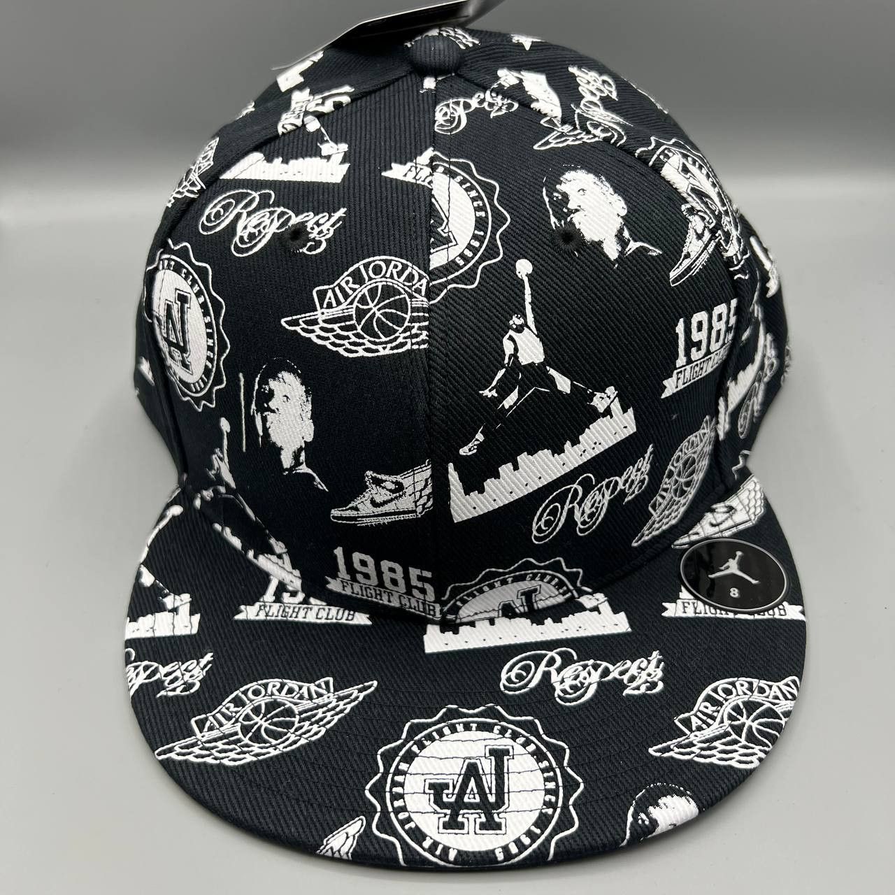 Jordan Brand Air Jordan Flight Hat Men 8 All Over Print Jumpman Fitted Size ONE SIZE - 1 Thumbnail