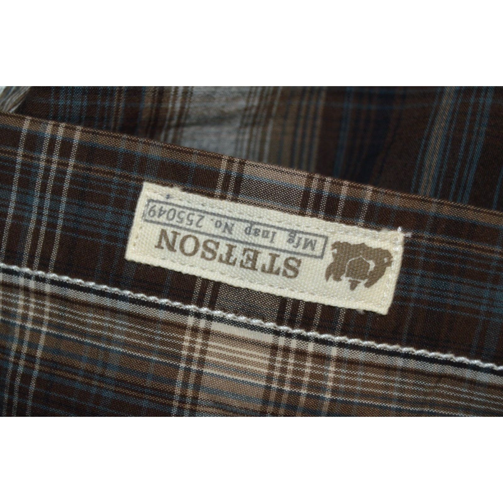 Stetson Stetson Western Shirt Mens XL L/S Button Plaid Brown Cotton Embroidered Button-Up Casual Size US XL / EU 56 / 4 - 4 Thumbnail