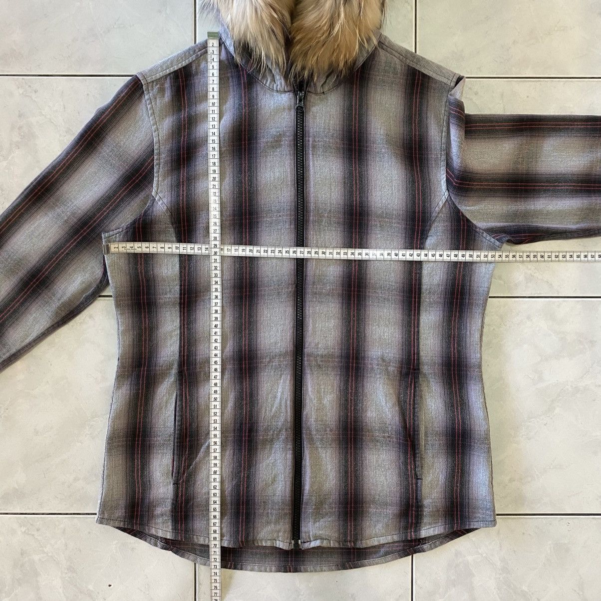Japanese Brand Fur Net Man Slim Fit Classic Grey Plaid Hoodie Full Zip Size US L / EU 52-54 / 3 - 17 Thumbnail